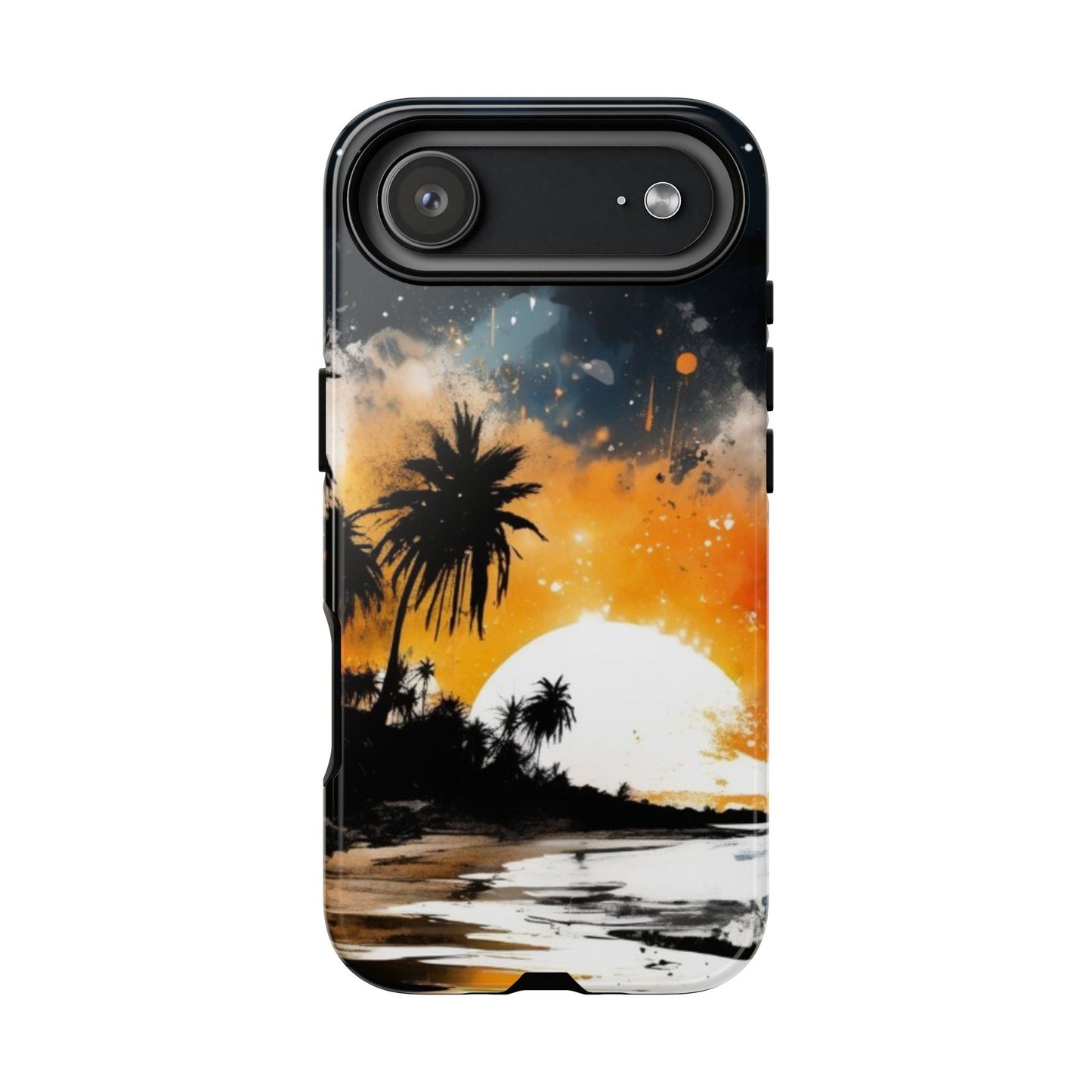 iPhone Tough Cases Phone Case for iPhone 14/15/16/17– Dual Layer, Matte/Glossy Finish, Wireless Charging Compatible, Tropical Sunset Design, Beach Lover Gift, Custom Phone Cover, Summer Vibes, Vacation Essentials