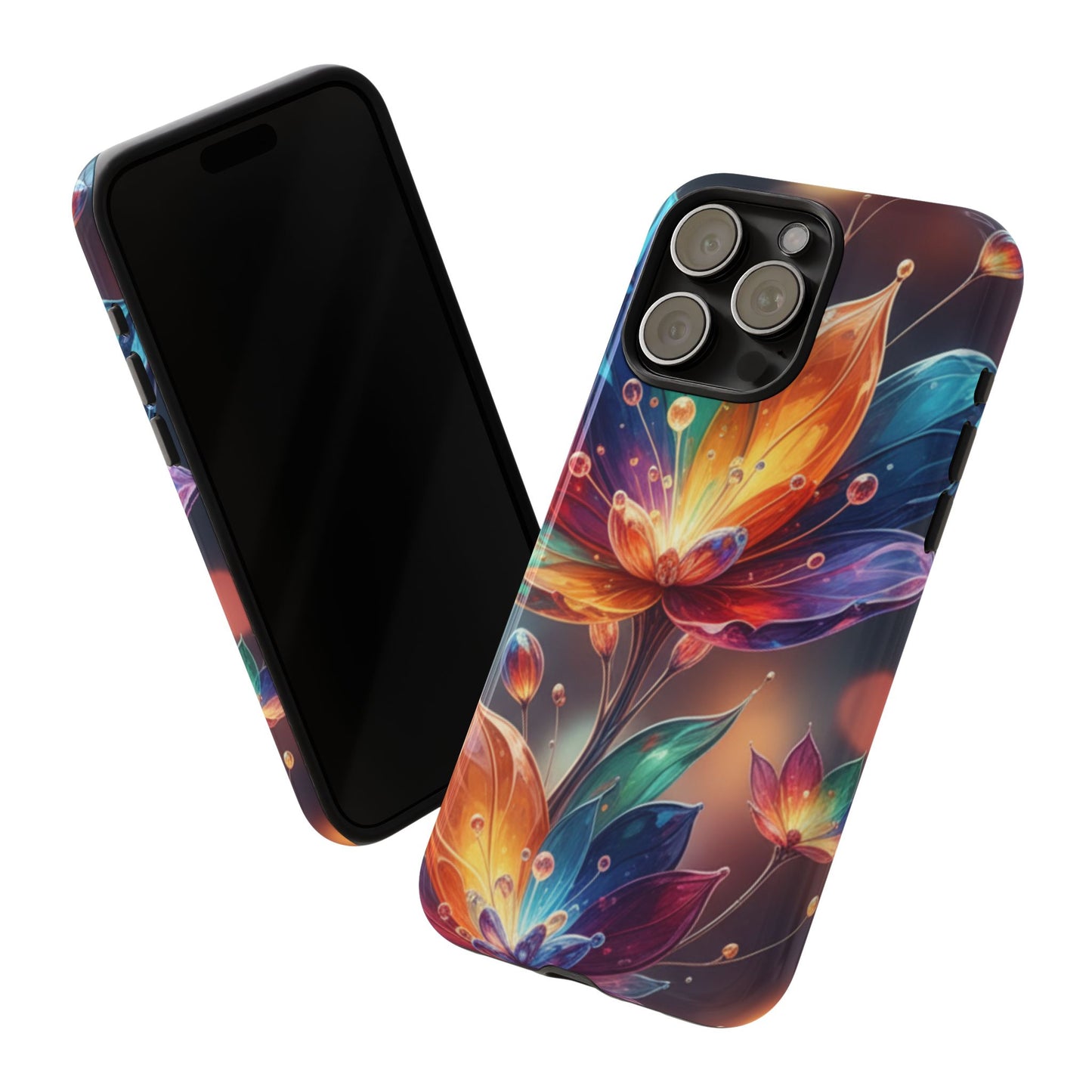 iPhone Tough Cases Phone Cases for iPhone 14\15\16\17 – Dual Layer, Matte/Glossy Finish, Wireless Charging Compatible — Vibrant Floral Lotus Phone Case