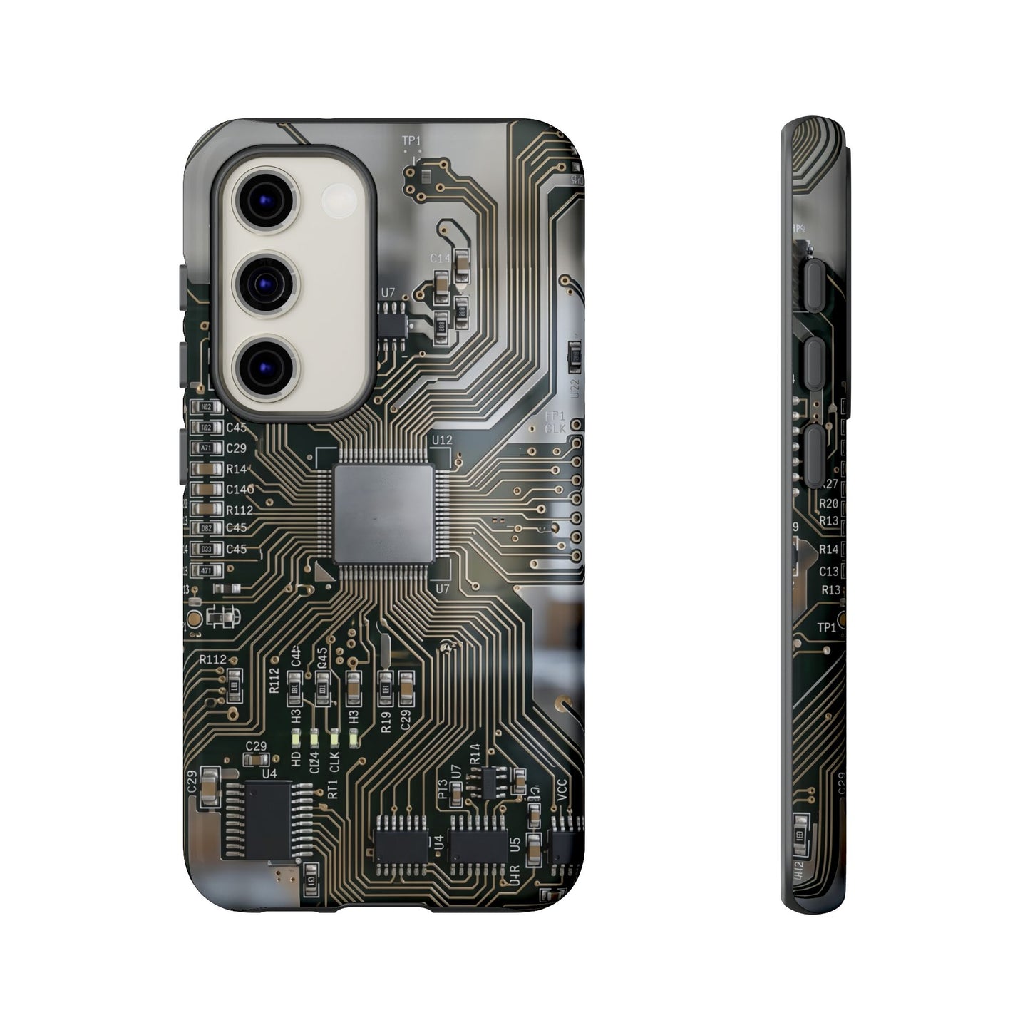 Tough Cases Phone Cases for Samsung Galaxy S25/S24/S23/S22 – Dual Layer, Matte/Glossy Finish, Wireless Charging Compatible, Circuit Board Phone Case — Tech Circuitry Protective Phone Cover
