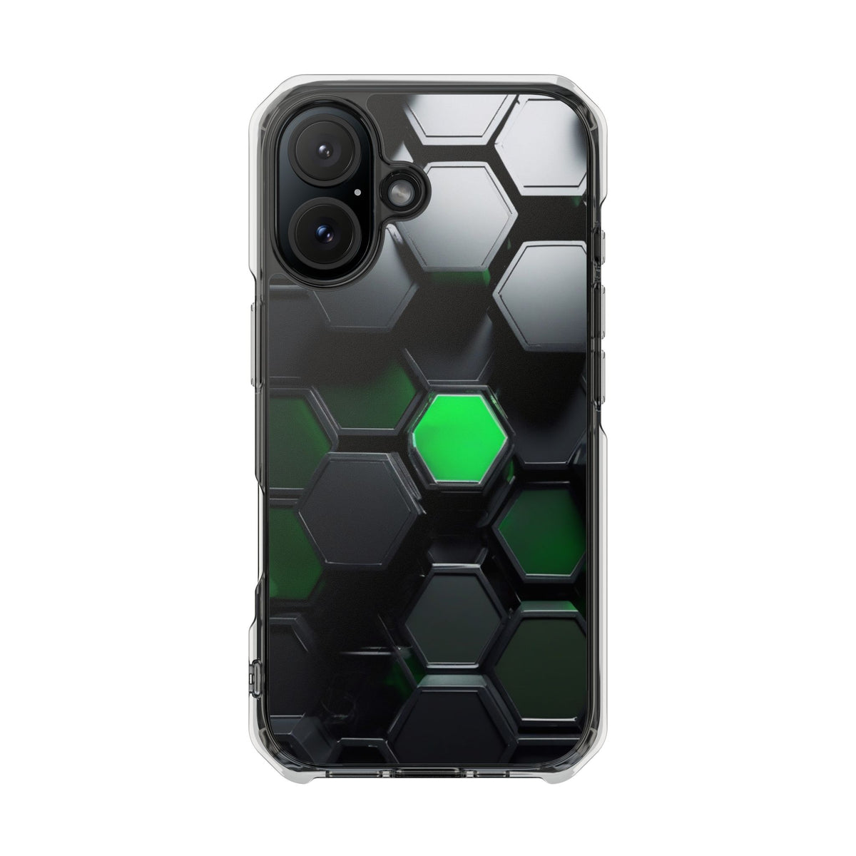Magnetic Impact Phone Case for iPhone 16/15/14, Hexagon Pattern Magnetic Clear Impact Case, Stylish Phone Accessory, Gift for Tech Lovers, Durable Protection.