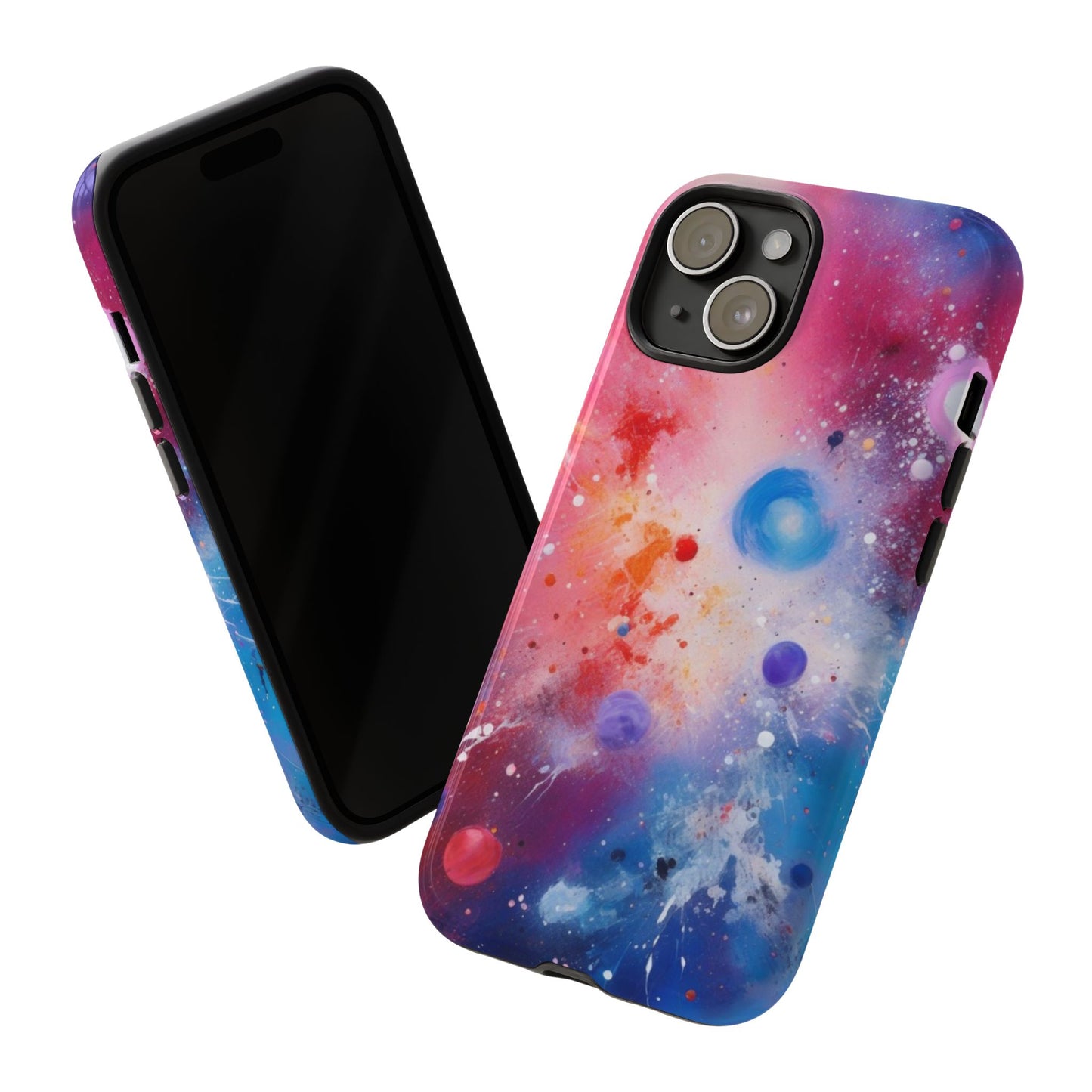 iPhone Tough Case Phone Case for iPhone 14\15\16 – Dual Layer, Matte/Glossy Finish, Wireless Charging Compatible, Galaxy-Themed Tough Phone Case – Vibrant Space Design for Audiophiles and Fashion Lovers