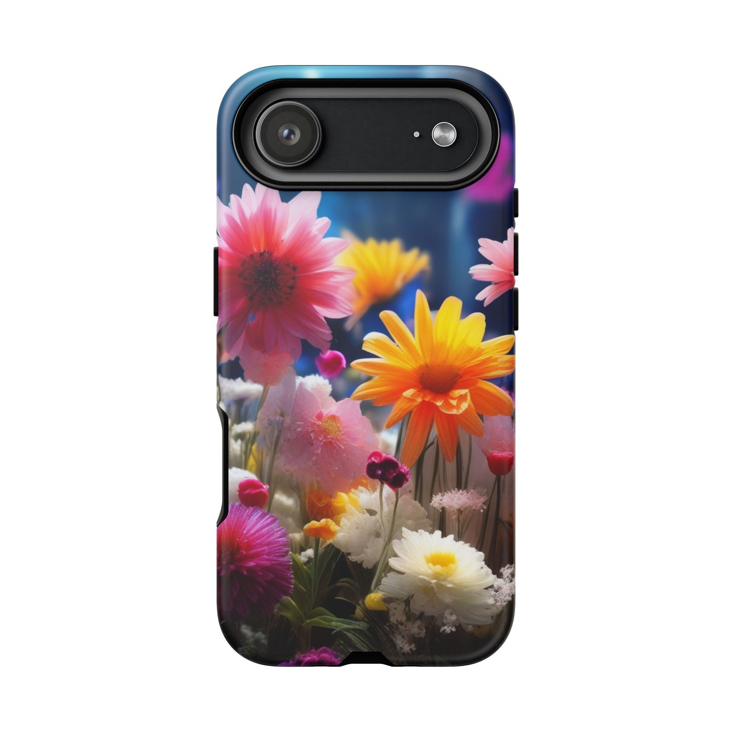 iPhone Tough Cases Phone Cases for iPhone 14\15\16\17– Dual Layer, Matte/Glossy Finish, Wireless Charging Compatible, Floral Garden Phone Case — Vibrant Spring Flowers Protective iPhone Case