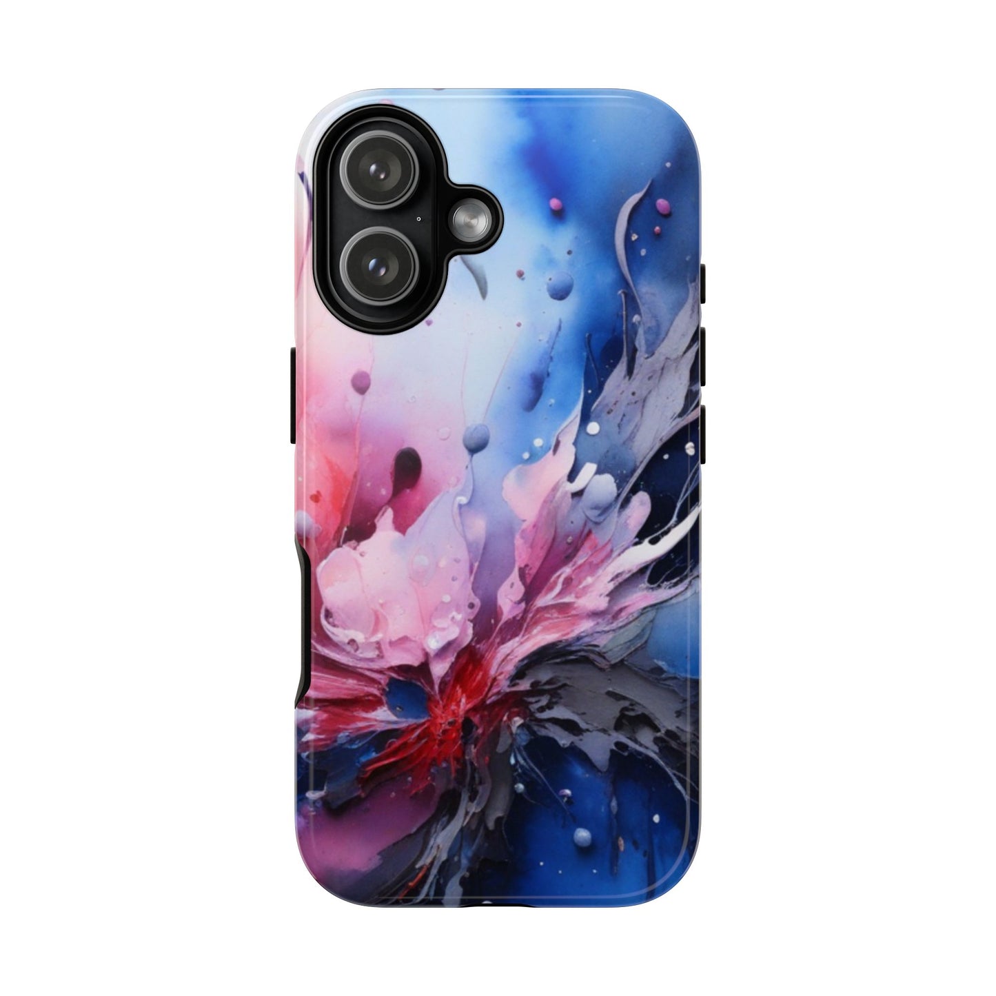 Tough Case — Abstract Pink & Blue Phone Case. iPhone Tough Cases Phone Cases for iPhone 17/16/15/14 – Dual Layer, Matte/Glossy Finish, Wireless Charging Compatible