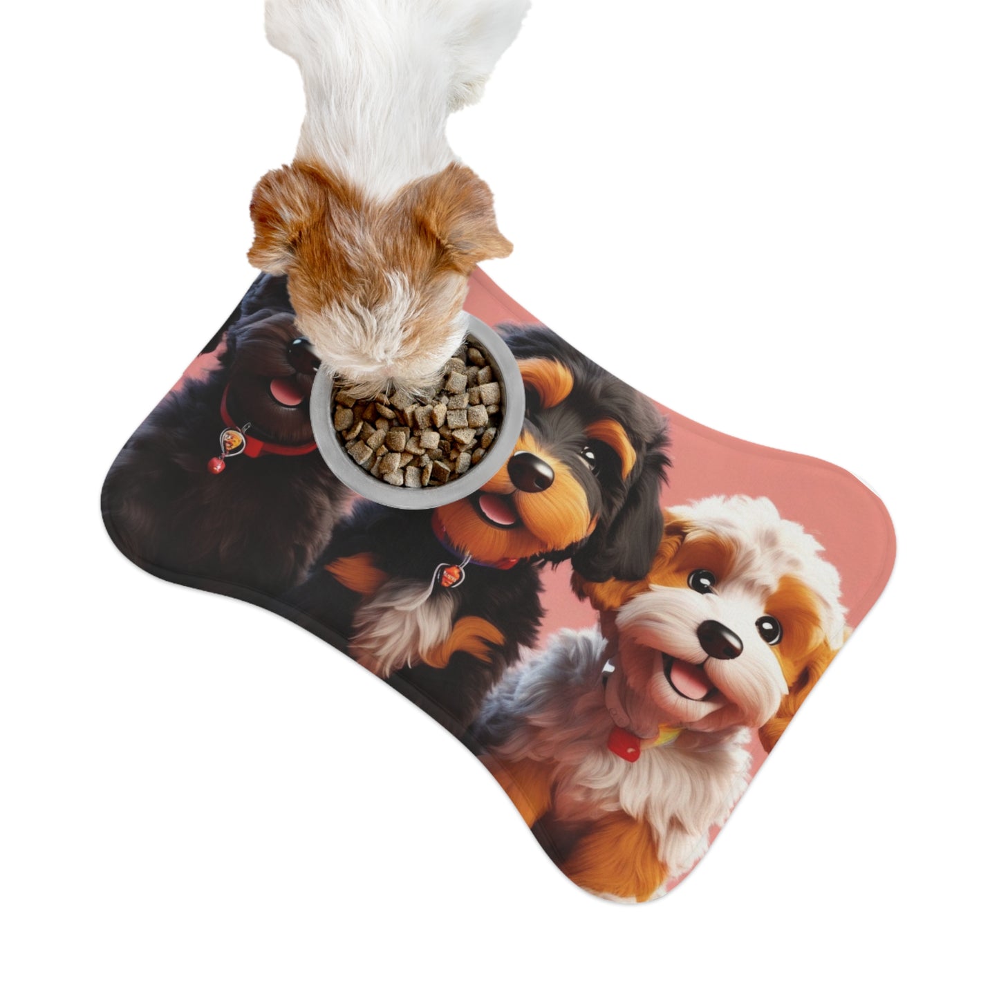 Designer Pet Feeding Mat – Non-Slip, Absorbent & Bone Shaped for Mess-Free Meals