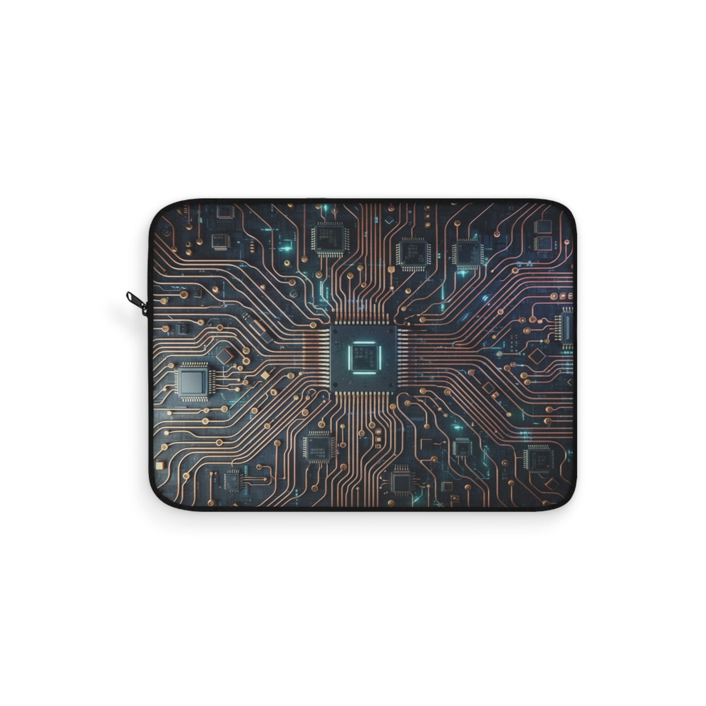 Circuit Board Laptop Sleeve — Tech Microchip Design, printed design evokes the silent hum of processors and data flowing along copper, Tech Accessories