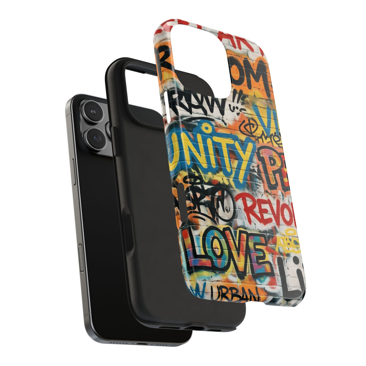 iPhone Tough Cases Phone Cases for iPhone 15\16\17\18 – Dual Layer, Matte/Glossy Finish, Wireless Charging Compatible. Urban Graffiti Tough Phone Case – Colorful Street Art Design