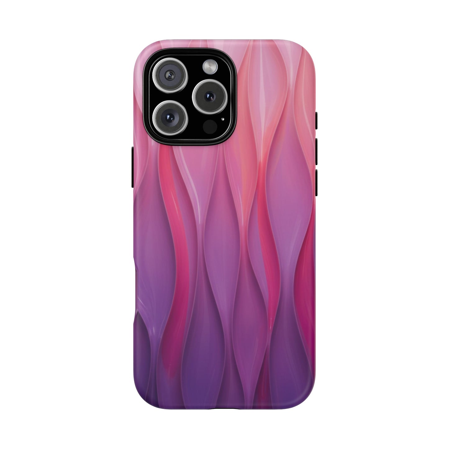 Pink Purple Wave Tough Phone Case. iPhone Tough Cases Phone Cases for iPhone 14\15\16\17 – Dual Layer, Matte/Glossy Finish, Wireless Charging Compatible — Abstract Gradient Protective Cover