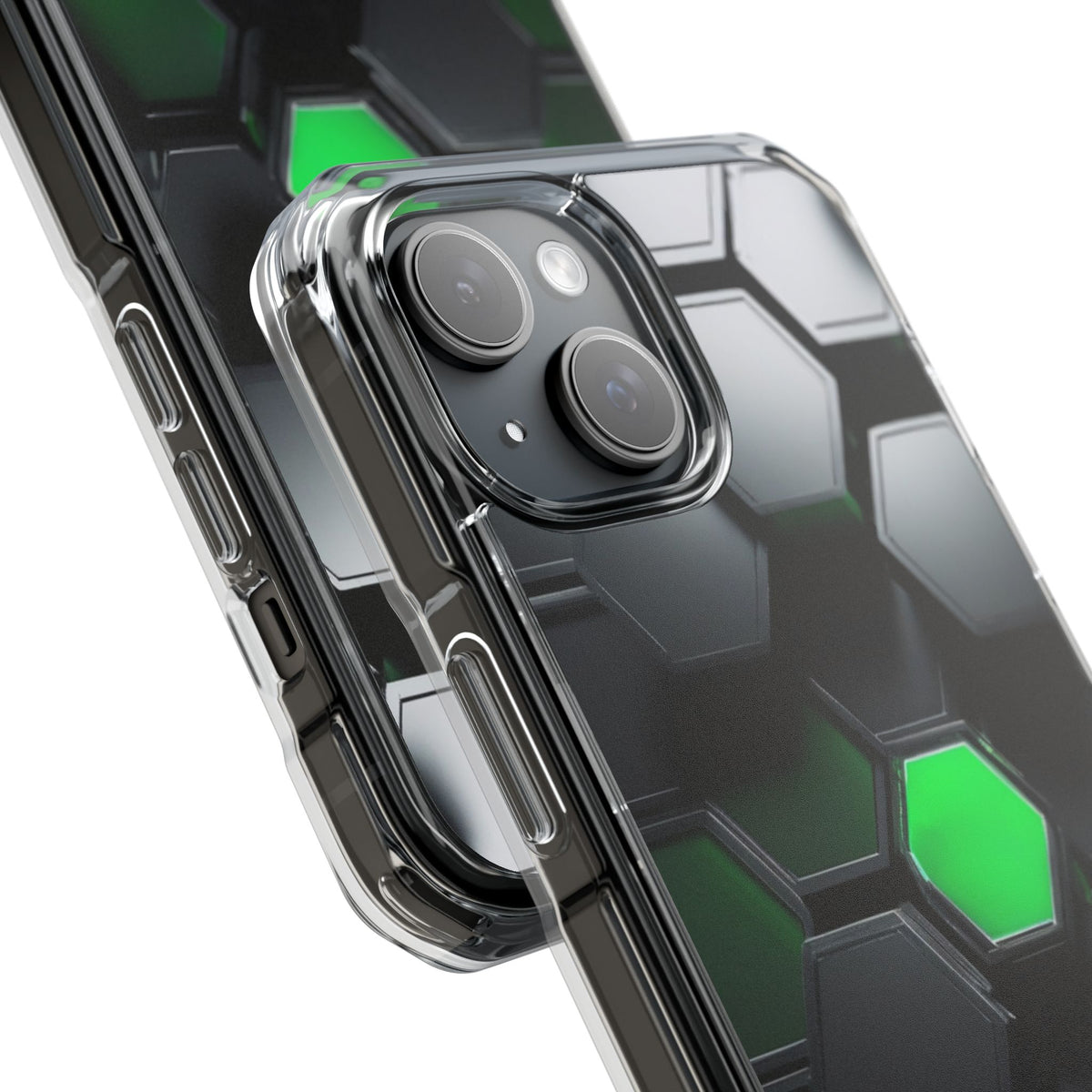 Magnetic Impact Phone Case for iPhone 16/15/14, Hexagon Pattern Magnetic Clear Impact Case, Stylish Phone Accessory, Gift for Tech Lovers, Durable Protection.