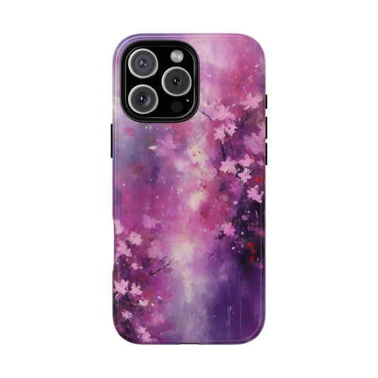 iPhone Tough Case Phone Case for iPhone 14\15\16 – Dual Layer, Matte/Glossy Finish, Wireless Charging Compatible, Cherry Blossom Phone Case