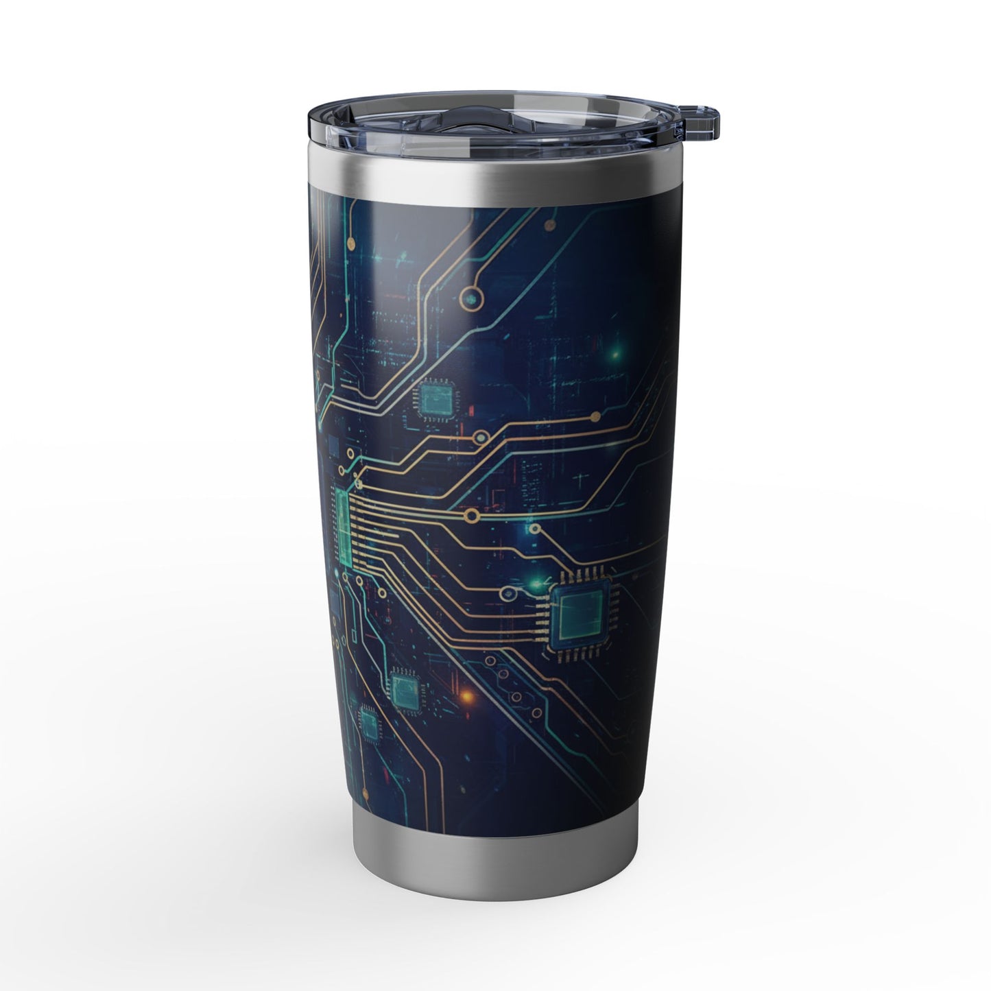 20oz Tumbler – Neon Microchip Design, Insulated Travel CupInsulated Stainless Steel Travel Tumbler, Spill-Resistant, Double-Wall, Car Cup Holder Friendly. Travel Tumbler.