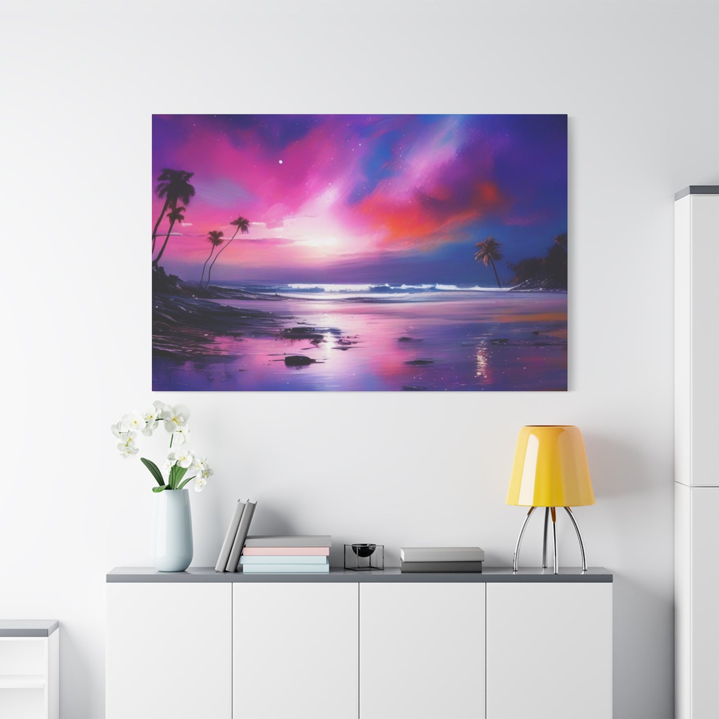 Abstract Art Canvas Print – Modern Wall Art, Matte Canvas, Ready to Hang, Home & Office Décor, Modern Wall Décor, Tropical Sunset Canvas Art - Vibrant Beach Landscape Wall Decor