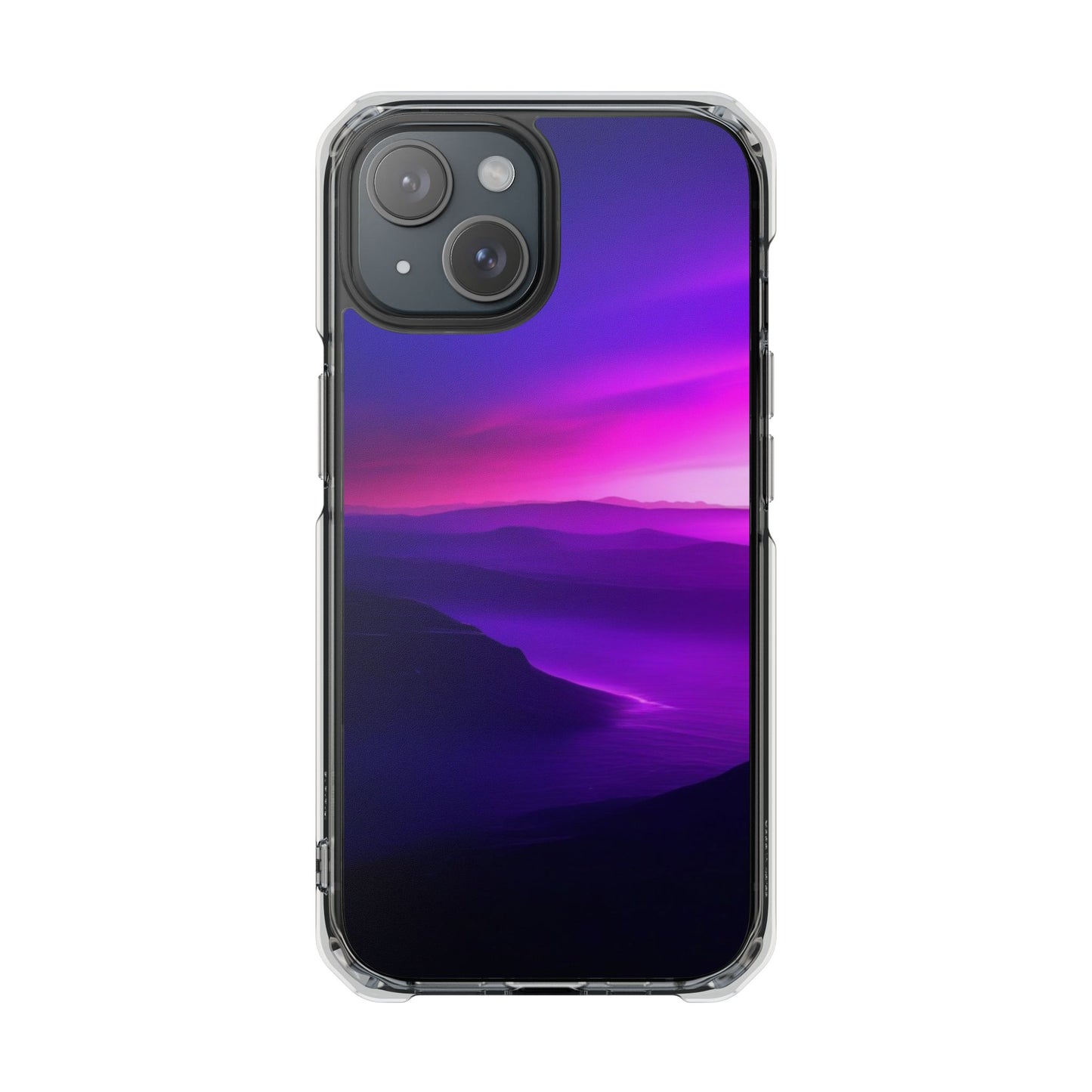 Magnetic Phone Case for iPhone 16/15/14,  Impact Protection, Stylish Tech Accessory, Gift for Tech Lovers, Purple Landscape Case