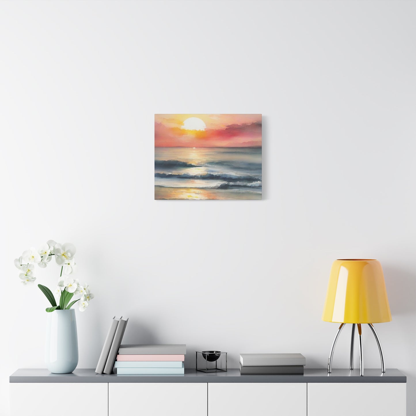 Abstract Art Canvas Print – Modern Wall Art, Matte Canvas, Ready to Hang, Home & Office Décor, Modern Wall Décor, Coastal Sunset Canvas Wall Art - 12" x 16" Stretched Print