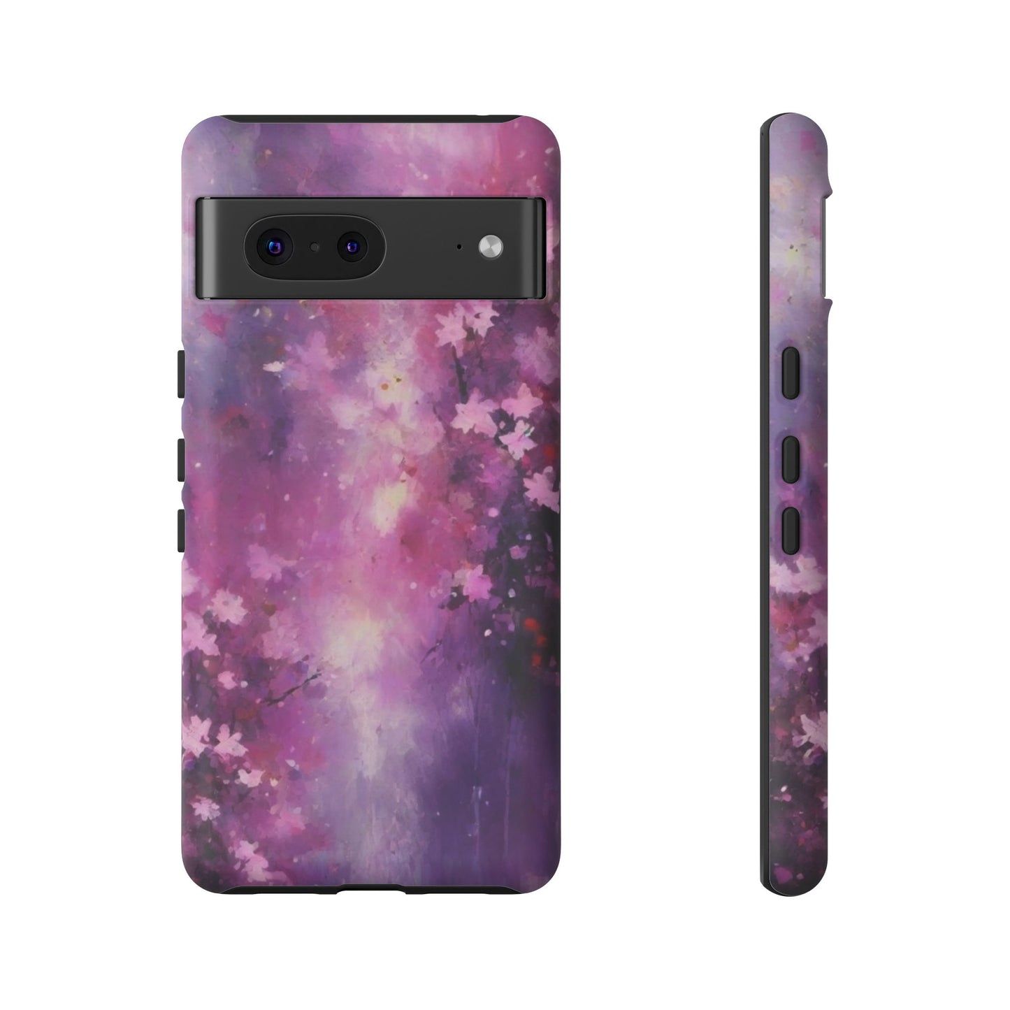 Tough Case Phone Case for Google Pixel 7/8/9– Dual Layer, Matte/Glossy Finish, Wireless Charging Compatible, Artistic Floral Phone Case - Tough Cases with Cherry Blossom Design