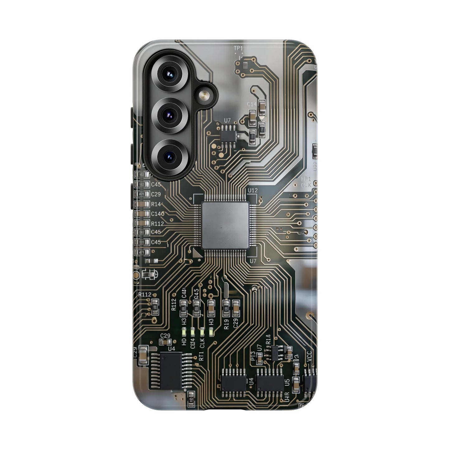 Tough Cases Phone Cases for Samsung Galaxy S25/S24/S23/S22 – Dual Layer, Matte/Glossy Finish, Wireless Charging Compatible, Circuit Board Phone Case — Tech Circuitry Protective Phone Cover