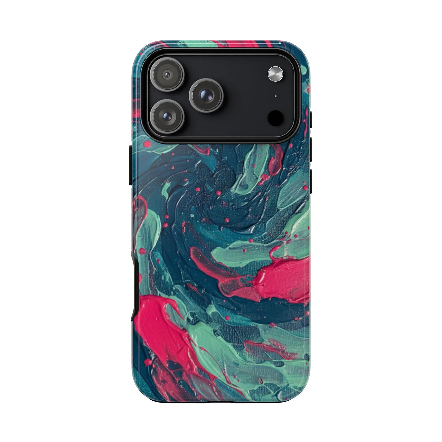 iPhone Tough Cases Phone Cases for iPhone 14\15\16\17 – Dual Layer, Matte/Glossy Finish, iPhone 17 case for sale, Wireless Charging Compatible, Marbled Teal & Fuchsia Tough Phone Case