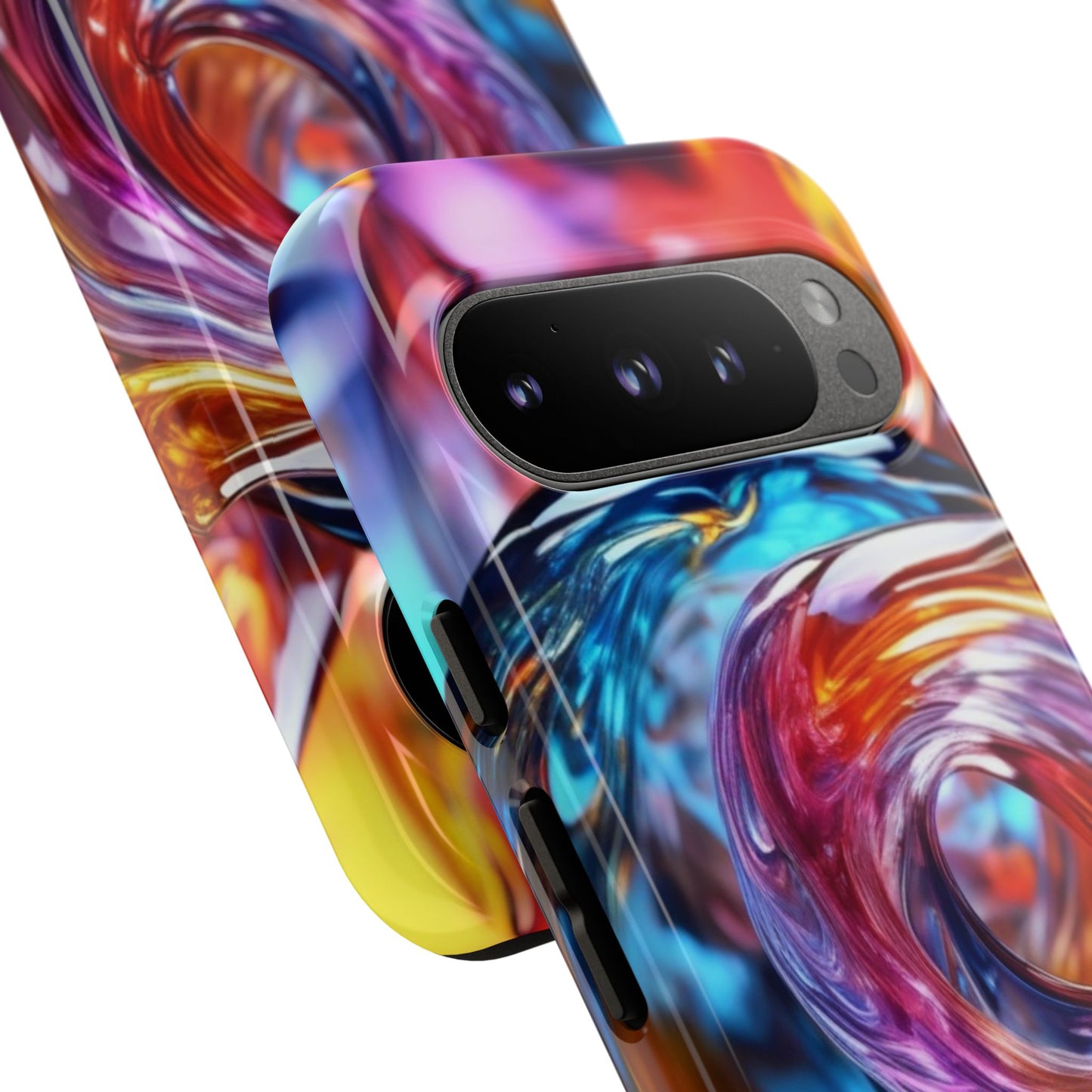 Tough Case Phone Case for Google Pixel 9/9Pro– Dual Layer, Matte/Glossy Finish, Wireless Charging Compatible, Artistic Phone Case with Colorful Swirl Design