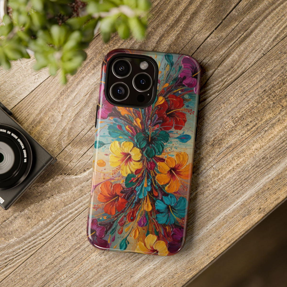 iPhone Tough Cases Phone Cases for iPhone 14\15\16\17\18 – Dual Layer, Matte/Glossy Finish, Wireless Charging Compatible. Floral Burst Tough Phone Case — Vibrant Flower Protective Case