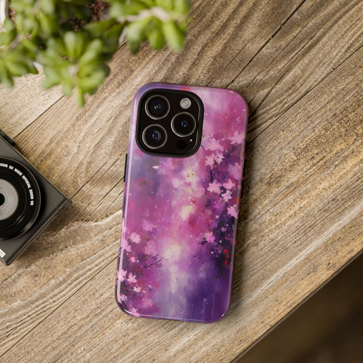 iPhone Tough Case Phone Case for iPhone 14\15\16 – Dual Layer, Matte/Glossy Finish, Wireless Charging Compatible, Cherry Blossom Phone Case