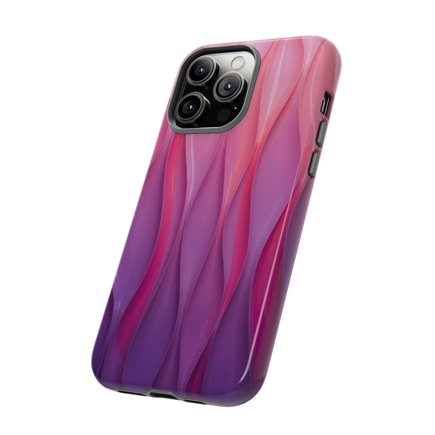 Pink Purple Wave Tough Phone Case. iPhone Tough Cases Phone Cases for iPhone 14\15\16\17 – Dual Layer, Matte/Glossy Finish, Wireless Charging Compatible — Abstract Gradient Protective Cover