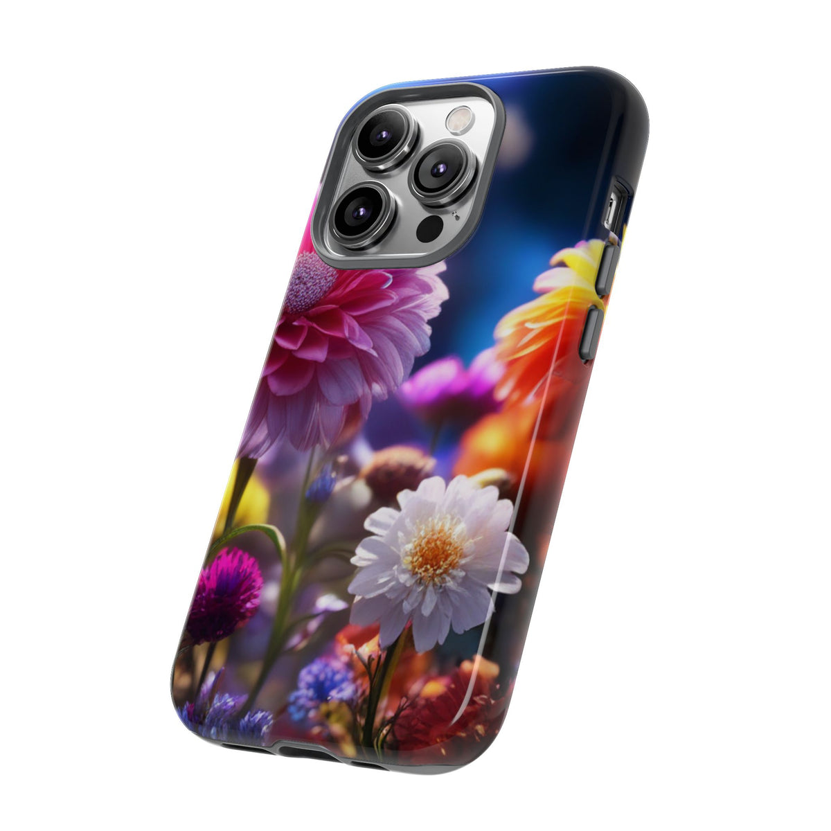 iPhone Tough Cases Phone Cases for iPhone 14\15\16\17 – Dual Layer, Matte/Glossy Finish, Wireless Charging Compatible, Floral Garden Phone Case — Vibrant Bloom Protective iPhone Cover