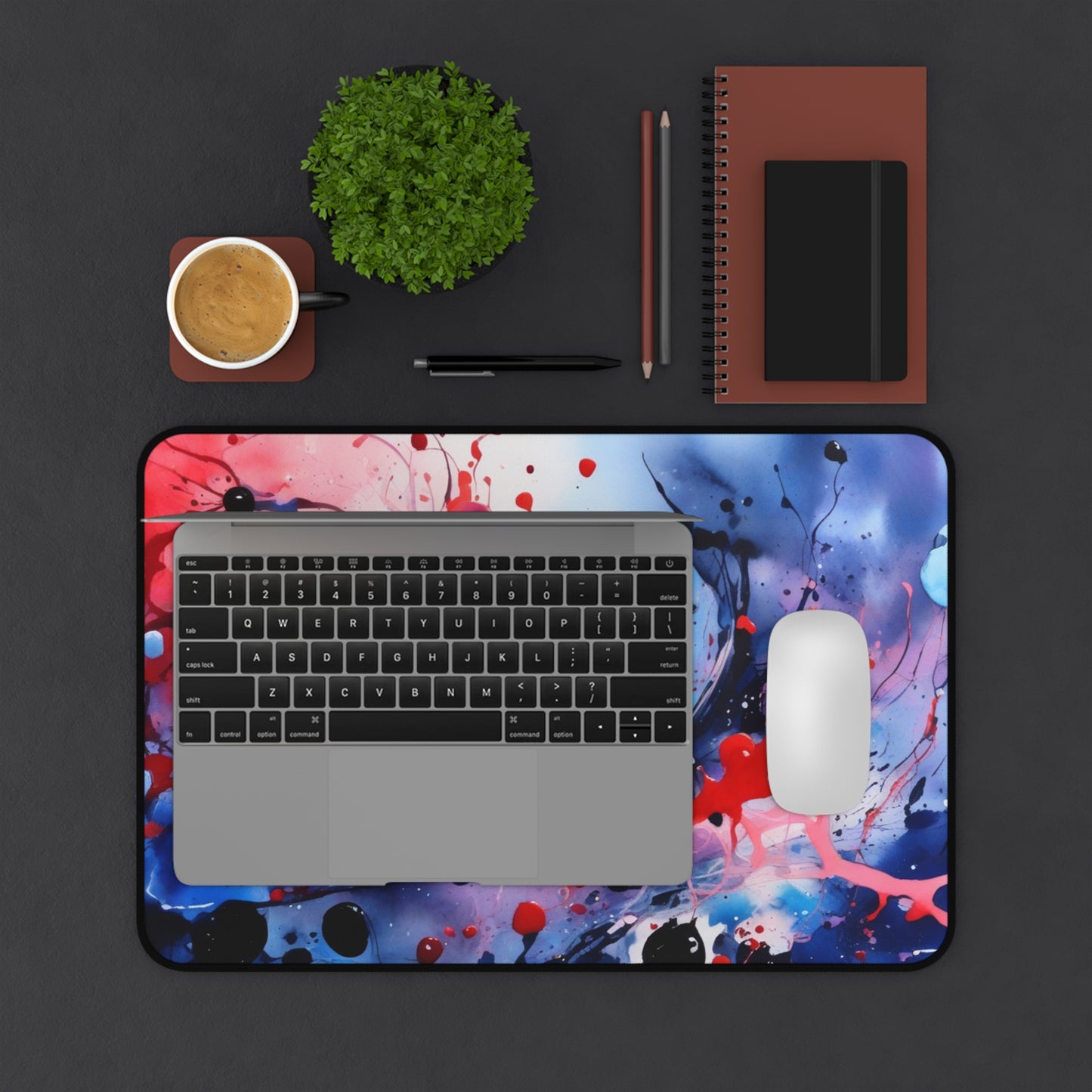 Large Gaming Mouse Pad – Premium Mouse Pad & Tech Accessory for Home & Office, Premium Desk Mat, Gaming Mouse Pad, Non-slip. Abstract Splash Desk Mat — Red & Blue Artistic Mouse Pad