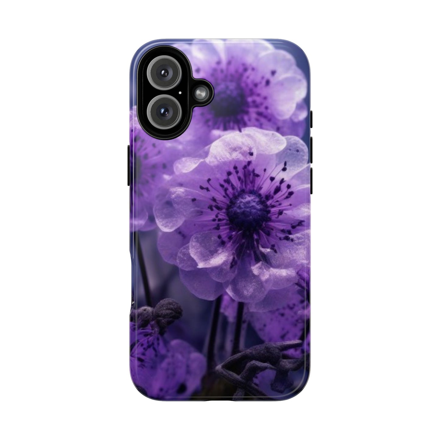 Purple Floral iPhone Case, Tough Cases for iPhone 17/16/15/14- Tough & Stylish Phone Protection. Gifts for her