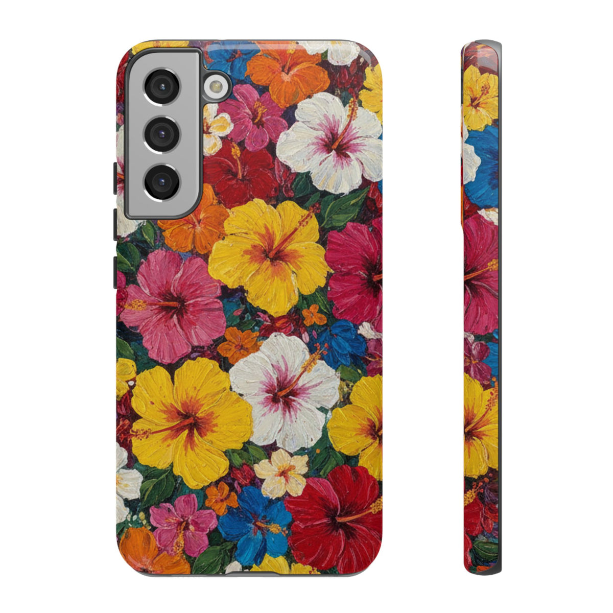 Tough Cases Phone Cases for Samsung Galaxy S26/S25/S24/S23/S22 – Dual Layer, Matte/Glossy Finish, Wireless Charging CompatibleFloral Hibiscus Tough Phone Case — Bright Tropical Flowers Protective Cover