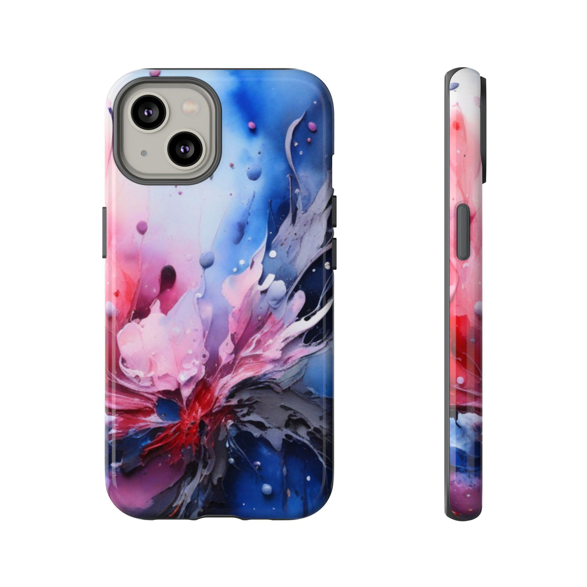 Tough Case — Abstract Pink & Blue Phone Case. iPhone Tough Cases Phone Cases for iPhone 17/16/15/14 – Dual Layer, Matte/Glossy Finish, Wireless Charging Compatible