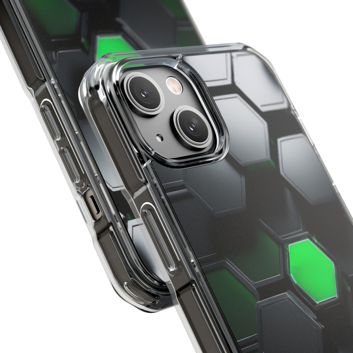 Magnetic Impact Phone Case for iPhone 16/15/14, Hexagon Pattern Magnetic Clear Impact Case, Stylish Phone Accessory, Gift for Tech Lovers, Durable Protection.