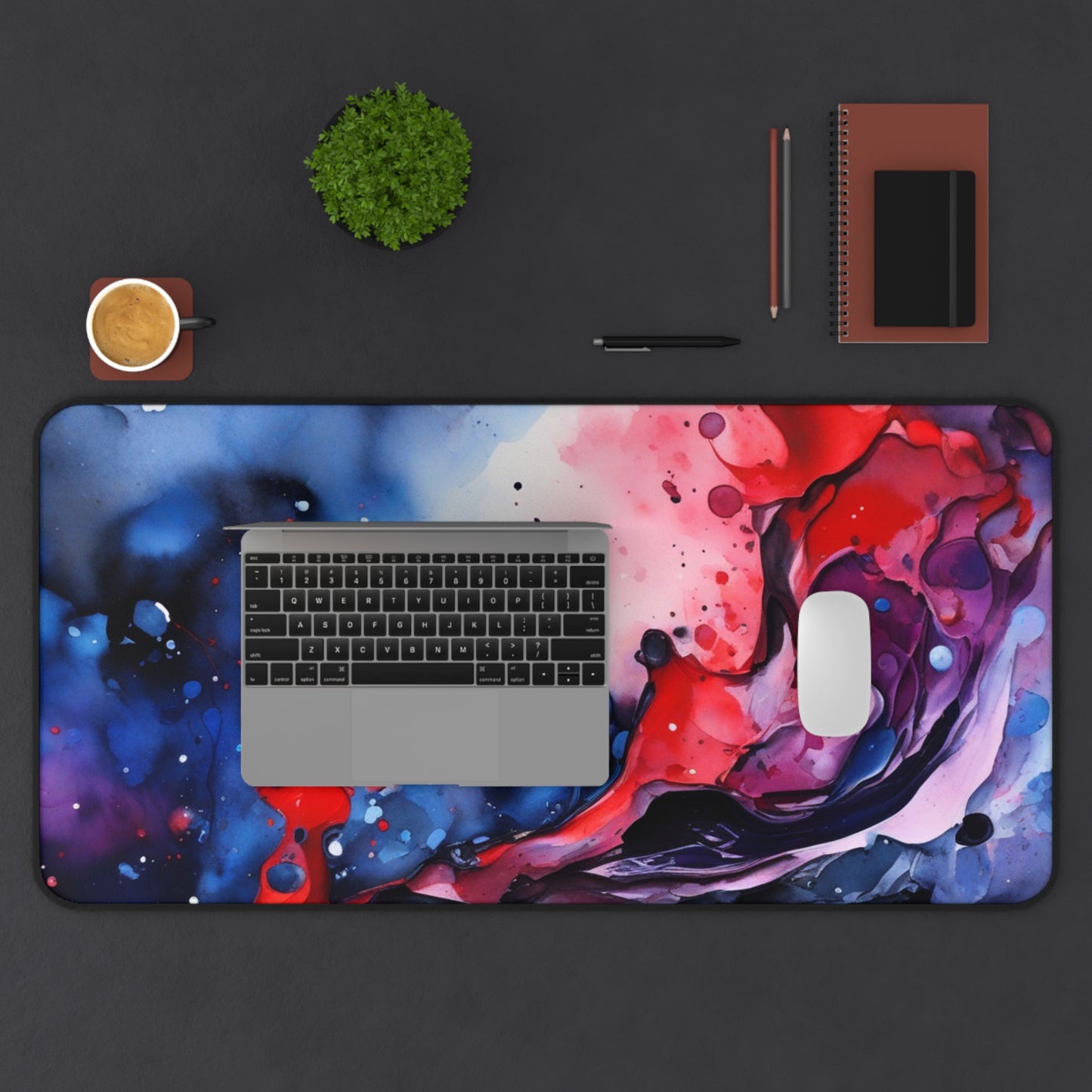 Large Gaming Mouse Pad – Premium Mouse Pad & Tech Accessory for Home & Office, Premium Desk Mat, Gaming Mouse Pad, Non-slip. Abstract Watercolor Desk Mat — Vibrant Red & Blue Gaming/Work Mouse Pad