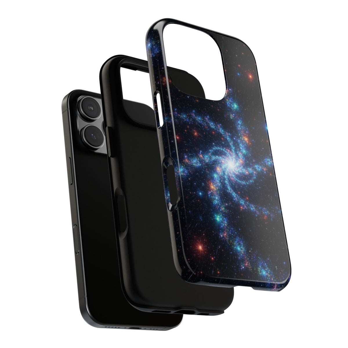 iPhone Tough Cases Phone Cases for iPhone 14\15\16\17\18 – Dual Layer, Matte/Glossy Finish, Wireless Charging Compatible. Galaxy Spiral Tough Phone Case — Cosmic Starfield Protective Cover for iPhone