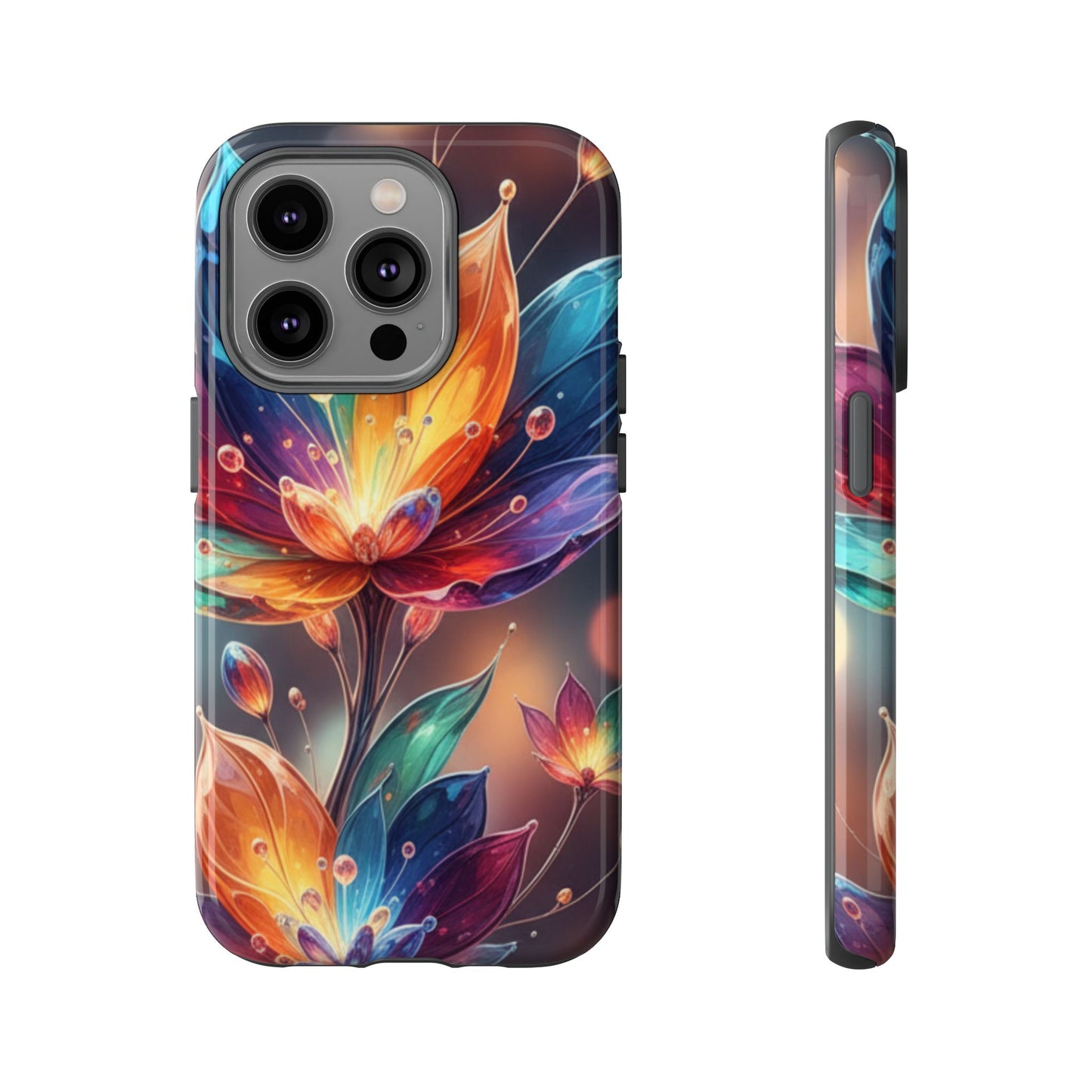 iPhone Tough Cases Phone Cases for iPhone 14\15\16\17 – Dual Layer, Matte/Glossy Finish, Wireless Charging Compatible — Vibrant Floral Lotus Phone Case