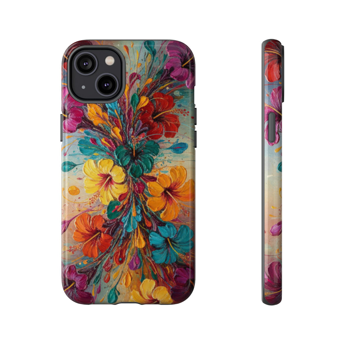 iPhone Tough Cases Phone Cases for iPhone 14\15\16\17\18 – Dual Layer, Matte/Glossy Finish, Wireless Charging Compatible. Floral Burst Tough Phone Case — Vibrant Flower Protective Case