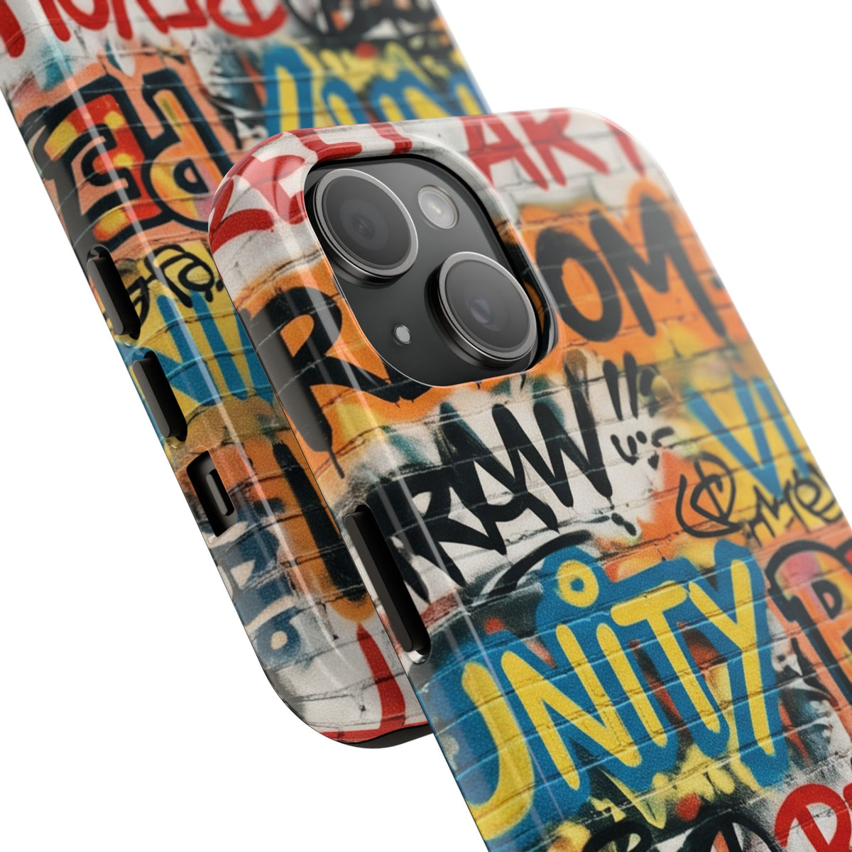 iPhone Tough Cases Phone Cases for iPhone 15\16\17\18 – Dual Layer, Matte/Glossy Finish, Wireless Charging Compatible. Urban Graffiti Tough Phone Case – Colorful Street Art Design