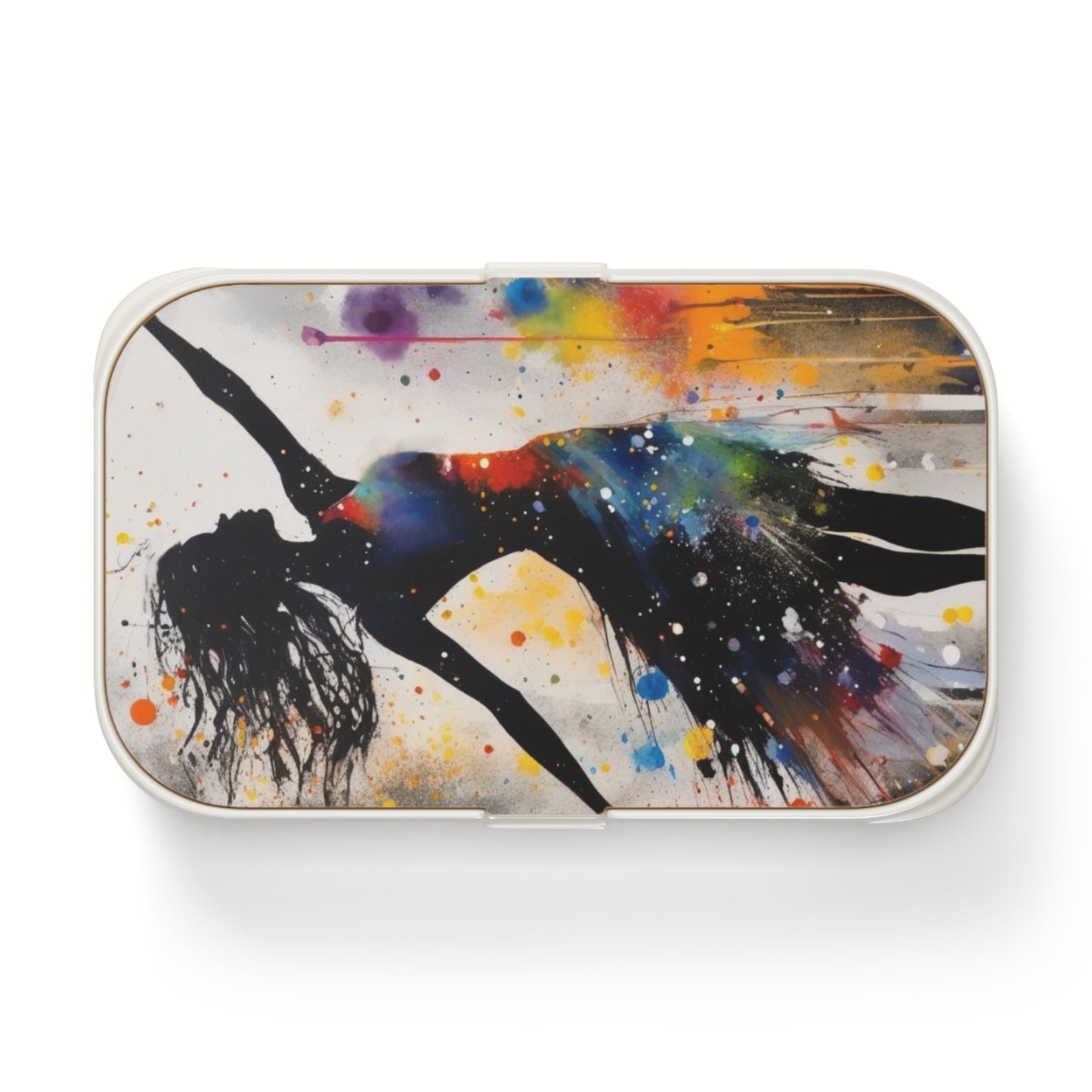 Artistic Dance Silhouette Bento Lunch Box — Color Splash Dancer Design