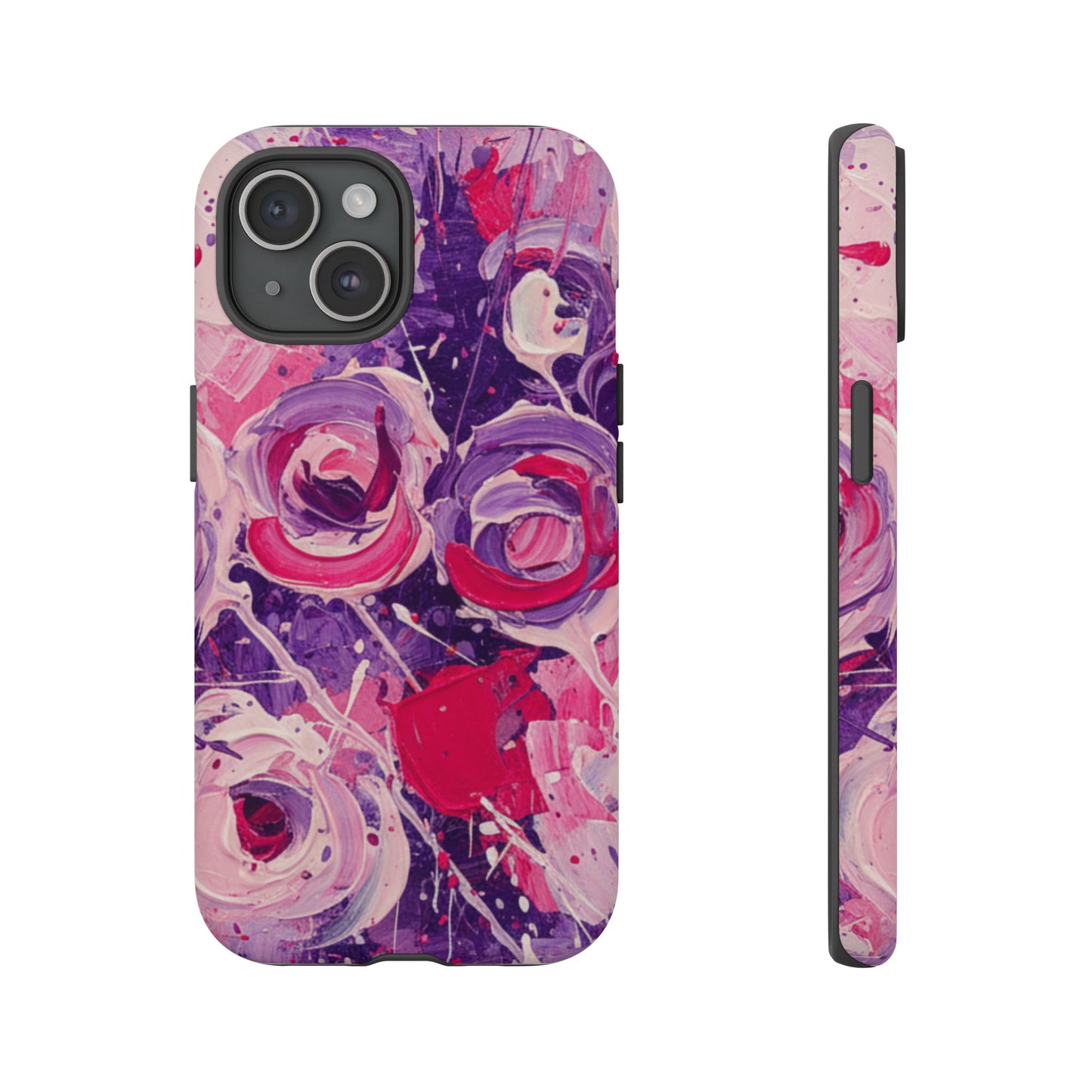 iPhone Tough Cases , iPhone 17 case, Phone Cases for iPhone 14\15\16\17 – Dual Layer, Matte/Glossy Finish, Wireless Charging Compatible, Floral Abstract Tough Phone Case — Protective Cover