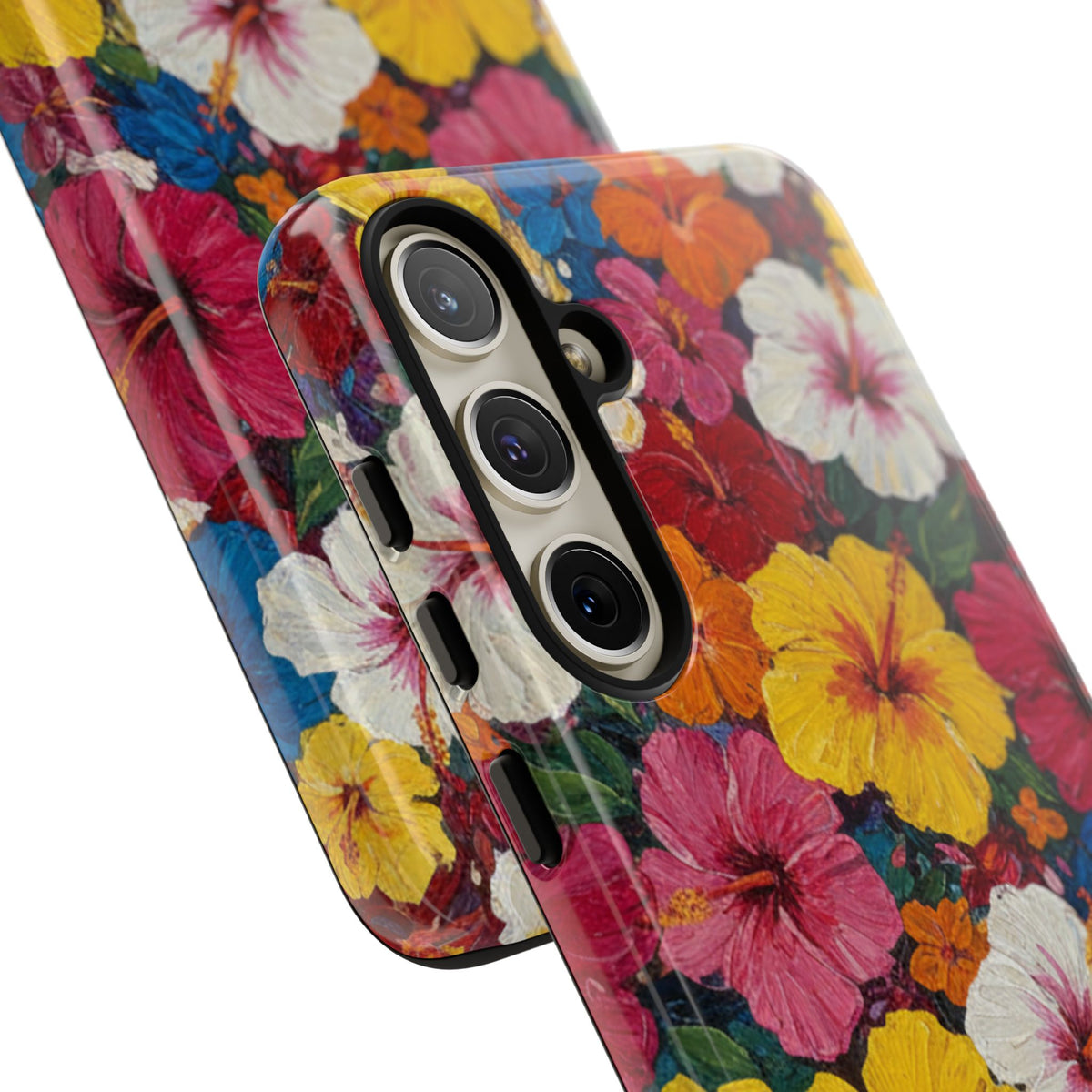 Tough Cases Phone Cases for Samsung Galaxy S26/S25/S24/S23/S22 – Dual Layer, Matte/Glossy Finish, Wireless Charging CompatibleFloral Hibiscus Tough Phone Case — Bright Tropical Flowers Protective Cover