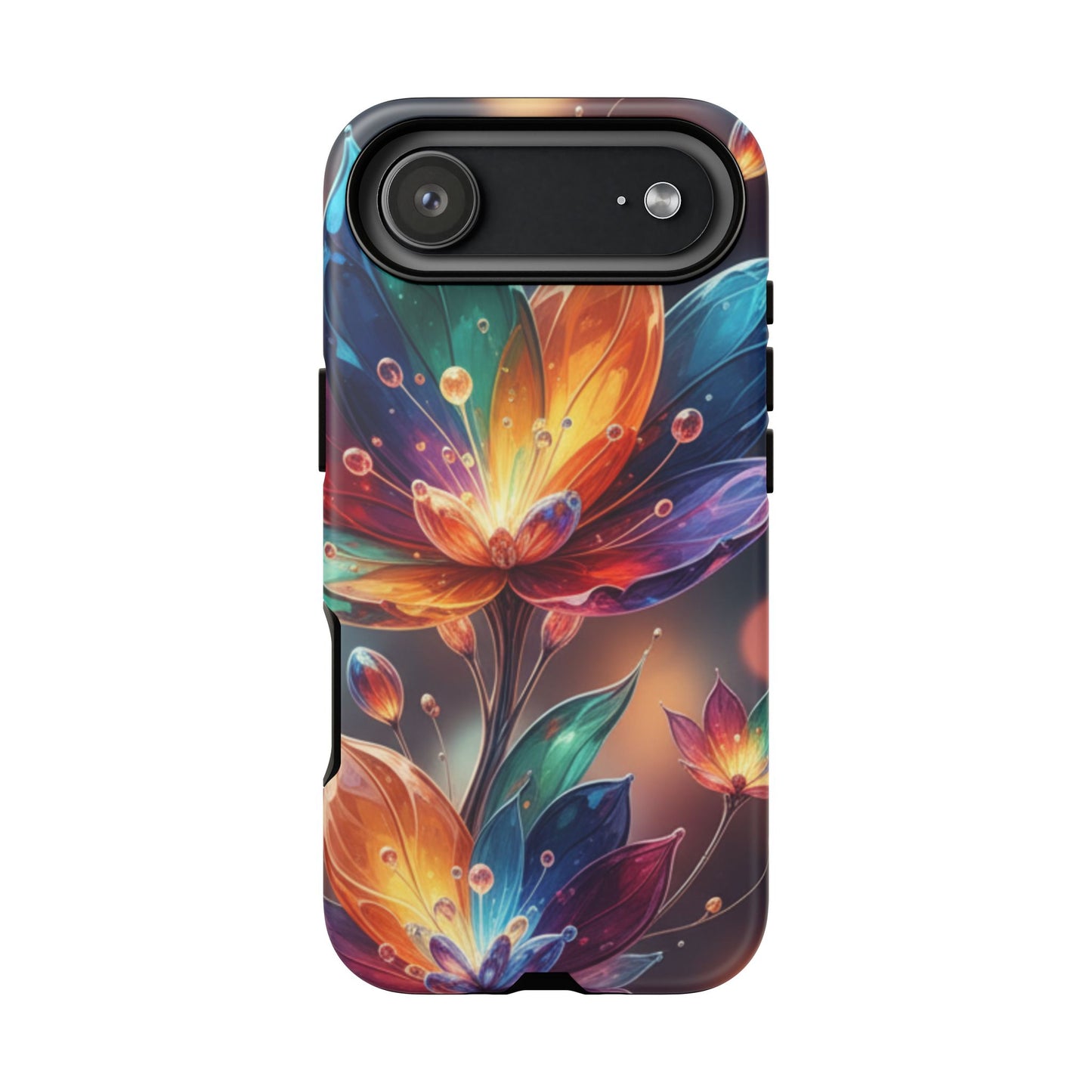 iPhone Tough Cases Phone Cases for iPhone 14\15\16\17 – Dual Layer, Matte/Glossy Finish, Wireless Charging Compatible — Vibrant Floral Lotus Phone Case