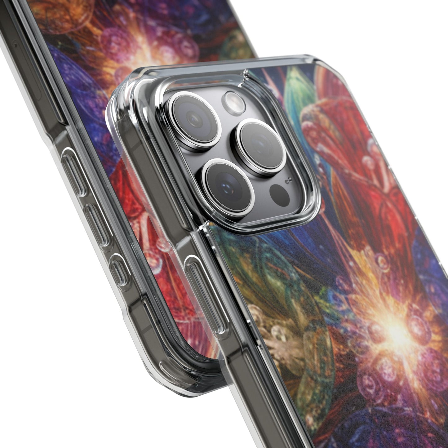 Magnetic Impact Phone Case for iPhone 17/16/15/14, Magnetic Clear Phone Case — Cosmic Abstract Art Impact Case