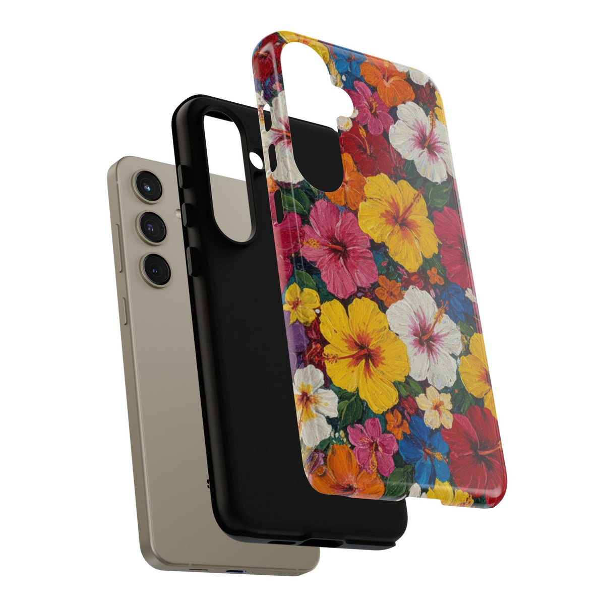 Tough Cases Phone Cases for Samsung Galaxy S26/S25/S24/S23/S22 – Dual Layer, Matte/Glossy Finish, Wireless Charging CompatibleFloral Hibiscus Tough Phone Case — Bright Tropical Flowers Protective Cover