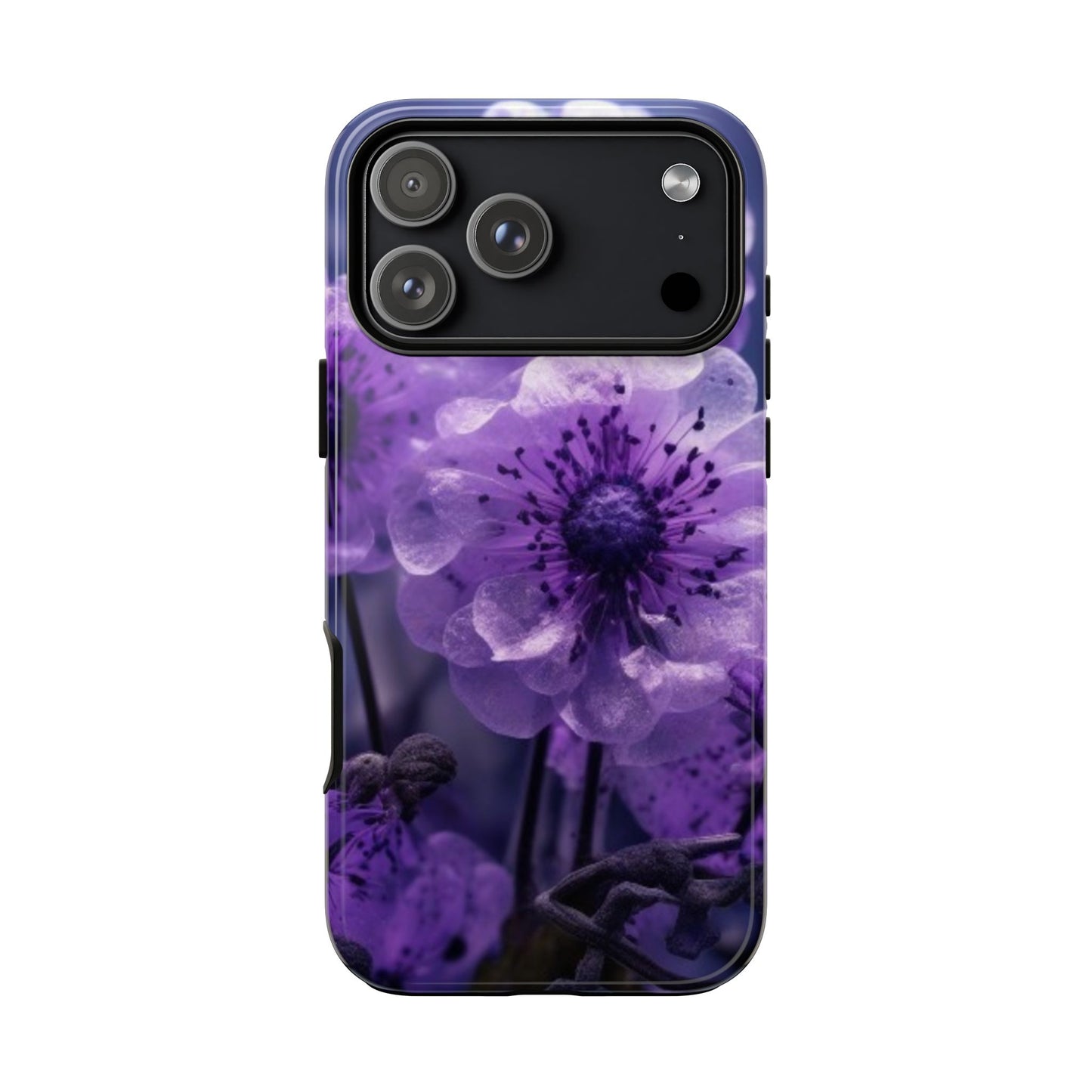 Purple Floral iPhone Case, Tough Cases for iPhone 17/16/15/14- Tough & Stylish Phone Protection. Gifts for her