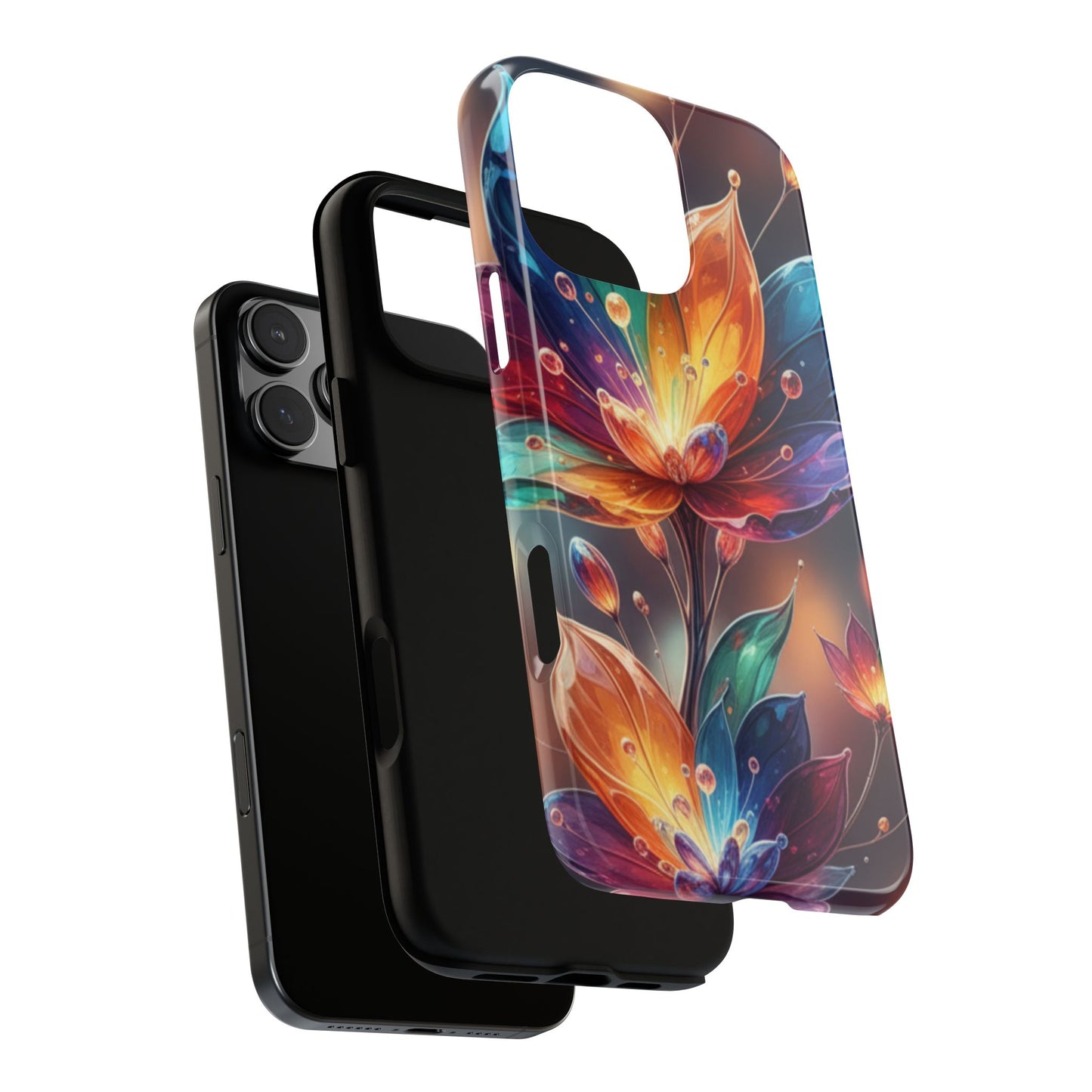 iPhone Tough Cases Phone Cases for iPhone 14\15\16\17 – Dual Layer, Matte/Glossy Finish, Wireless Charging Compatible — Vibrant Floral Lotus Phone Case