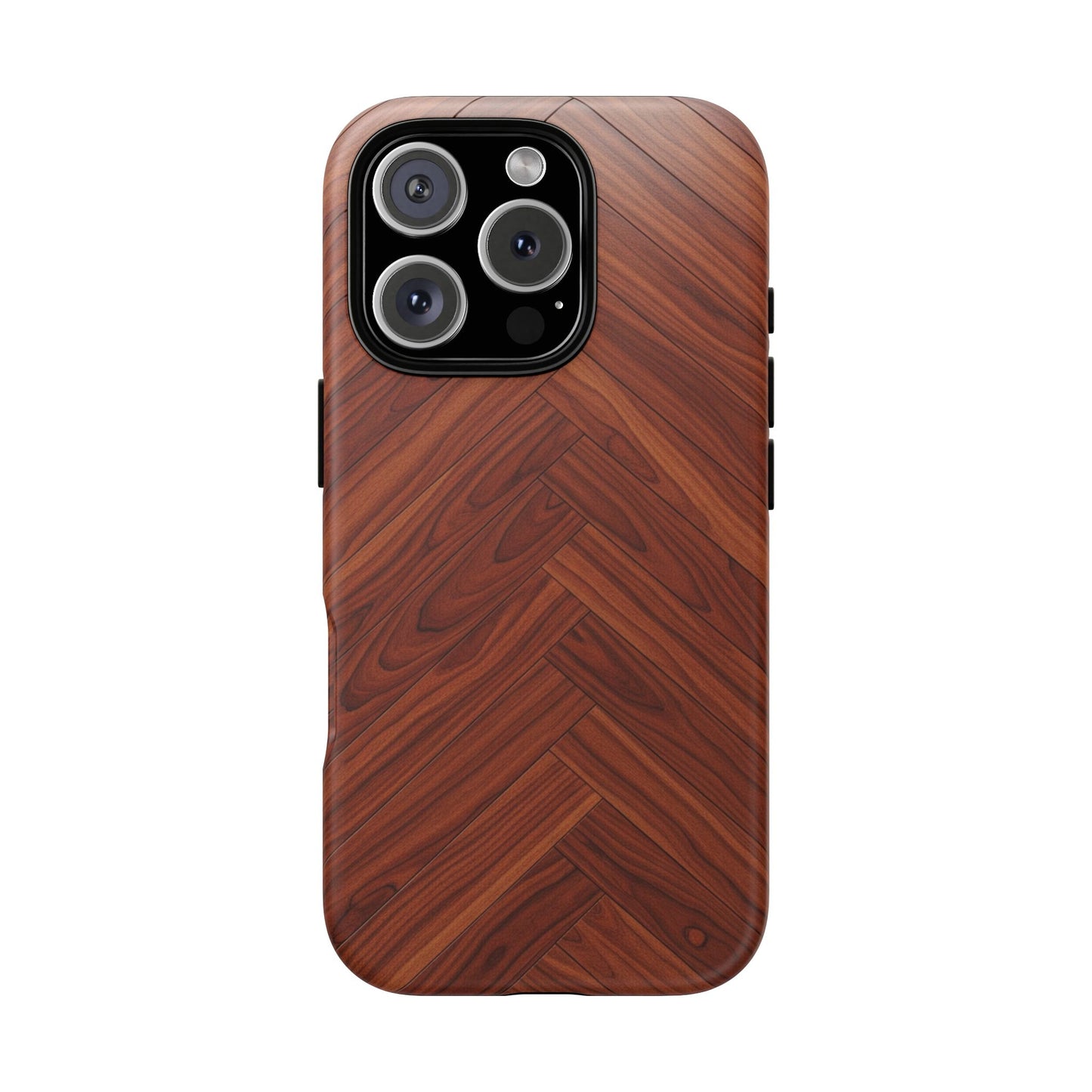 iPhone Tough Cases Phone Cases for iPhone 14\15\16\17 – Dual Layer, Matte/Glossy Finish, Wireless Charging Compatible. Tough Phone Case — Plastic Herringbone Walnut Protective Cover