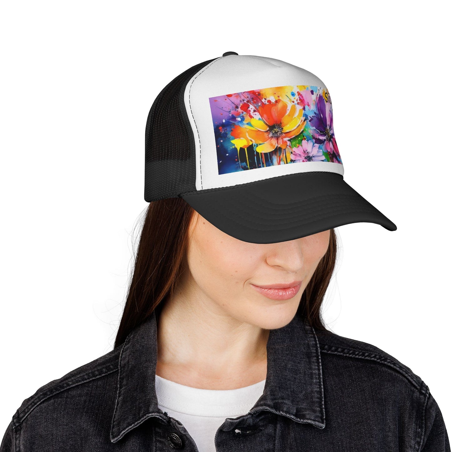 Vibrant Floral Trucker Cap - Colorful Summer Hat for Outdoor Fun