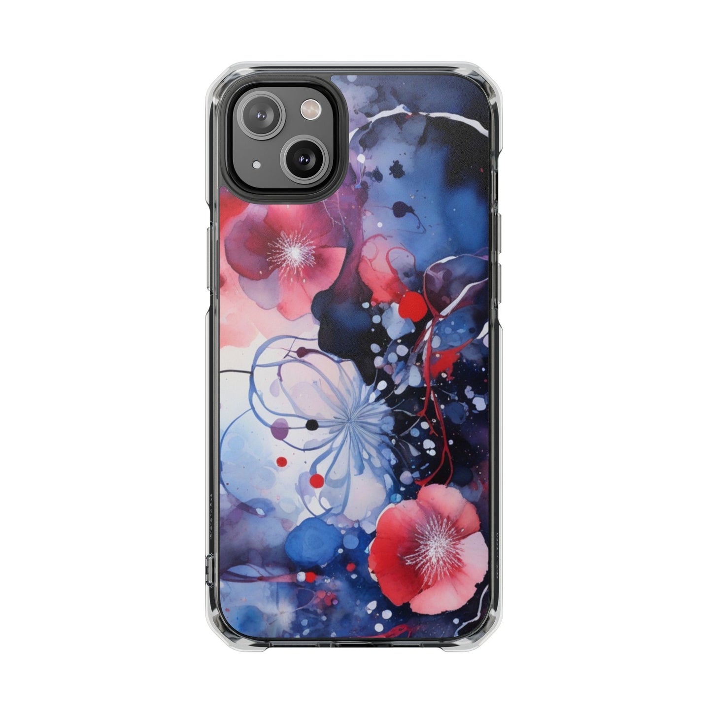 Clear Magnetic Phone Case — Watercolor Floral Impact Protection. Magnetic Impact Phone Case for iPhone 17/16/15/14.