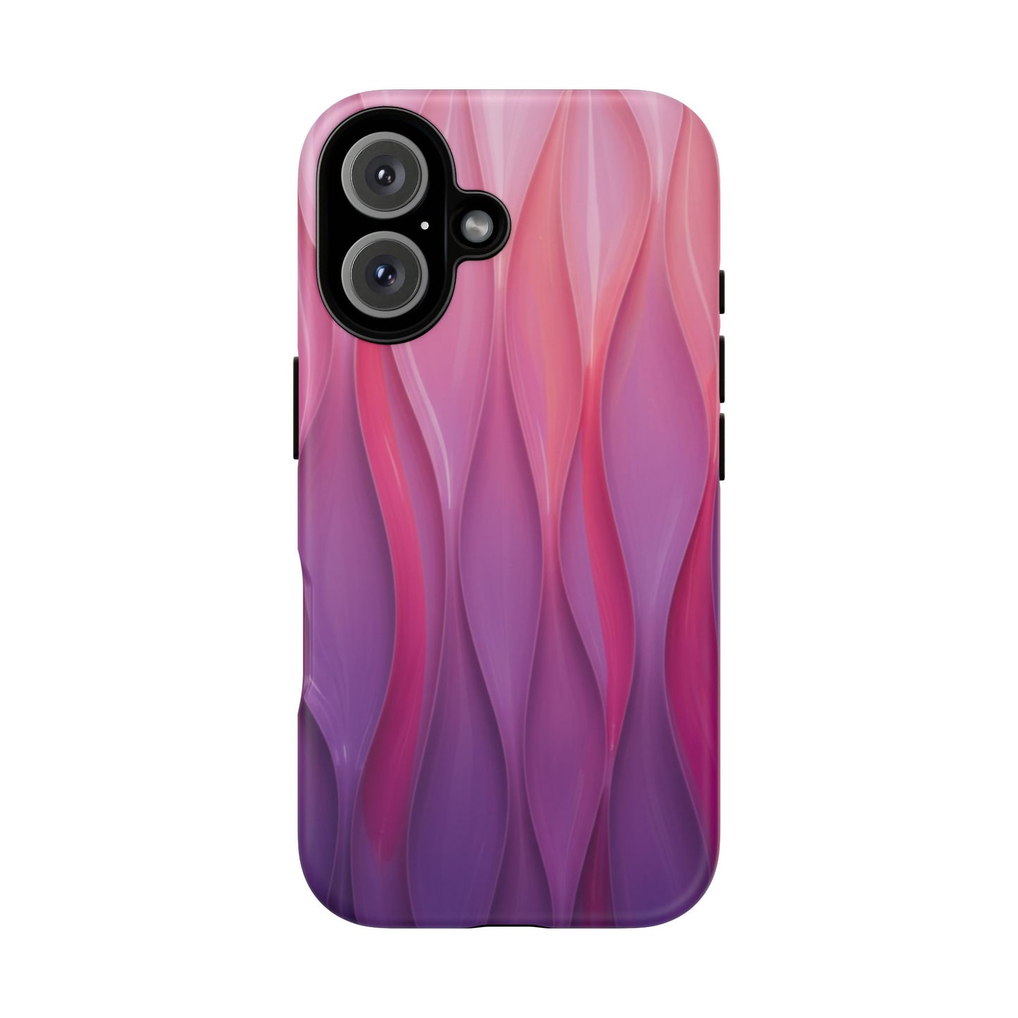 Pink Purple Wave Tough Phone Case. iPhone Tough Cases Phone Cases for iPhone 14\15\16\17 – Dual Layer, Matte/Glossy Finish, Wireless Charging Compatible — Abstract Gradient Protective Cover