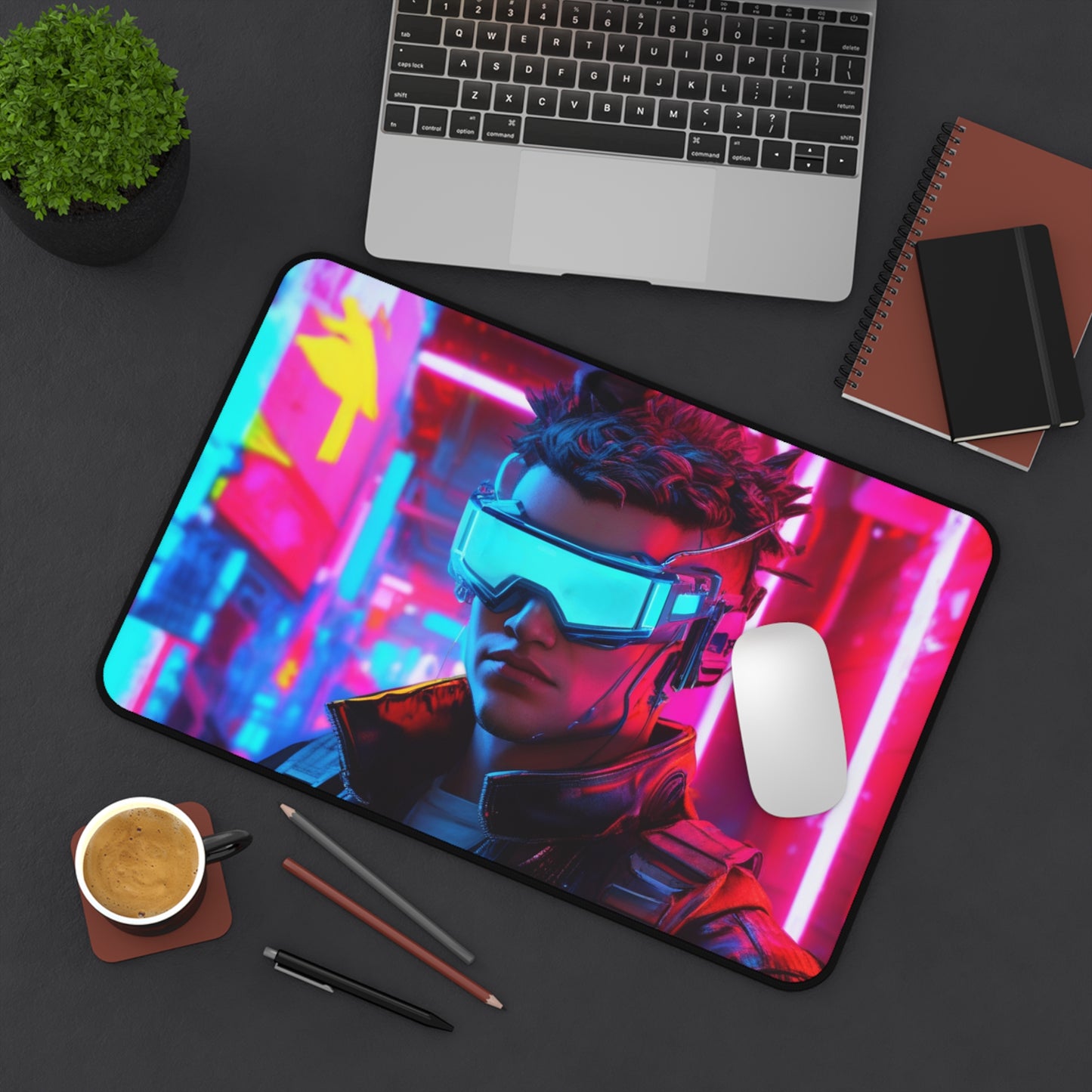 Large Gaming Mouse Pad – Premium Mouse Pad & Tech Accessory for Home & Office, Premium Desk Mat, Gaming Mouse Pad, Non-slip. Cyberpunk Gamer Desk Mat — Neon VR Cityscape Mouse Pad