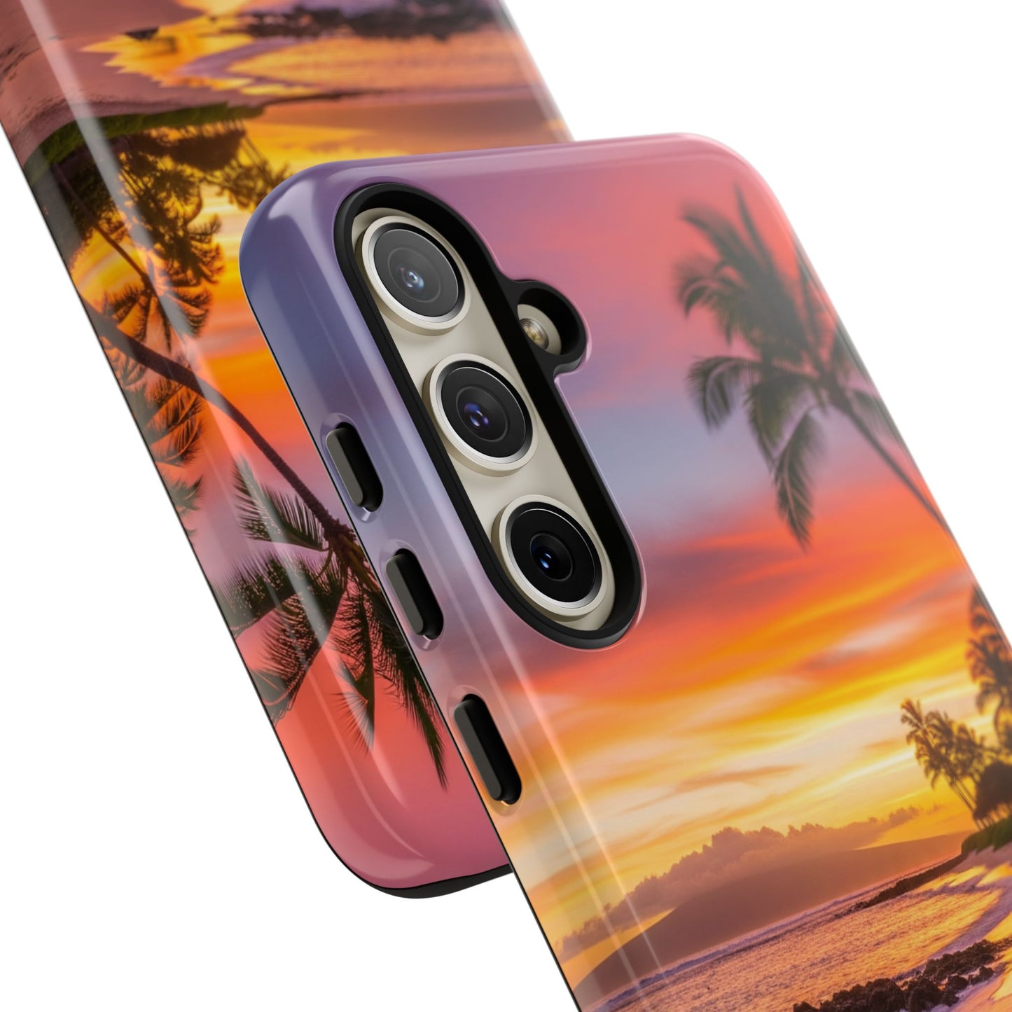 Tough Cases Phone Cases for Samsung Galaxy S26/S25/S24/S23/S22 – Dual Layer, Matte/Glossy Finish, Wireless Charging CompatibleTropical Sunset Phone Case — Sunset Beach Palm Tree Tough Case