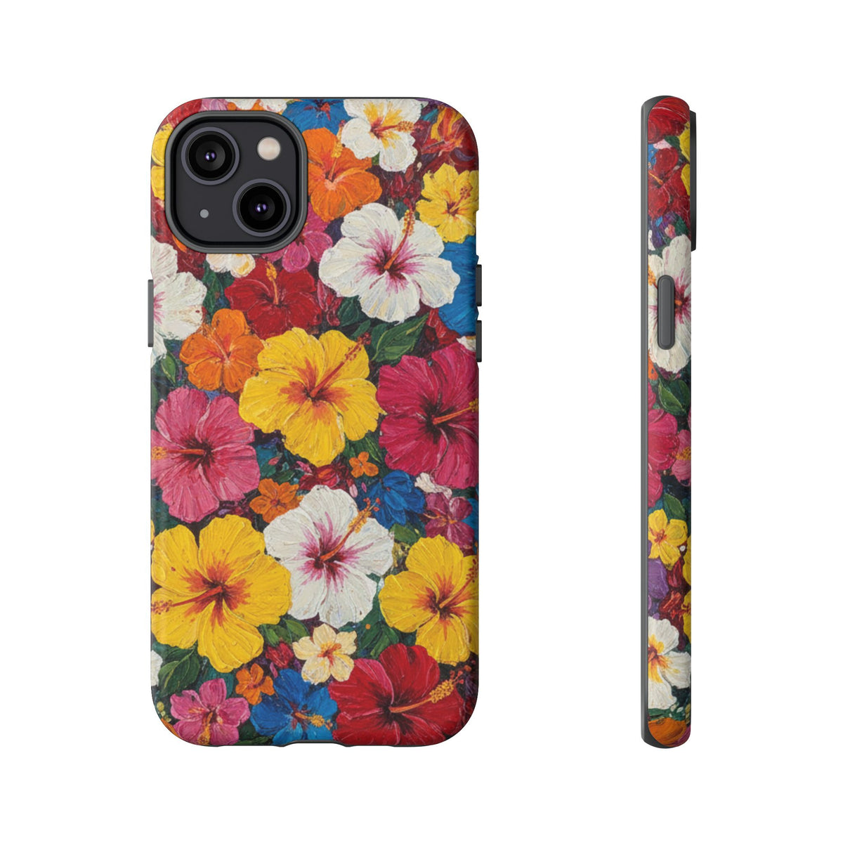 iPhone Tough Cases Phone Cases for iPhone 14\15\16\17 – Dual Layer, Matte/Glossy Finish, Wireless Charging CompatibleFloral Hibiscus Tough Phone Case — Bright Tropical Protection